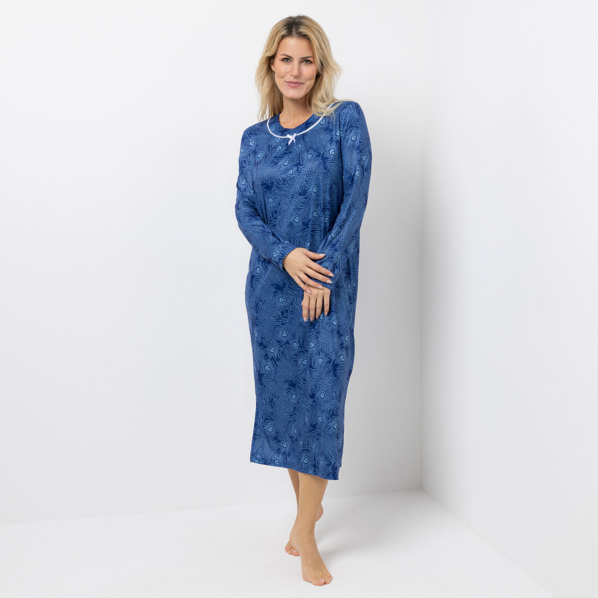 LITTLE ROSE Nachthemd, 1/1-Arm Mikrofaser Flanell bedruckt kleine Schleife