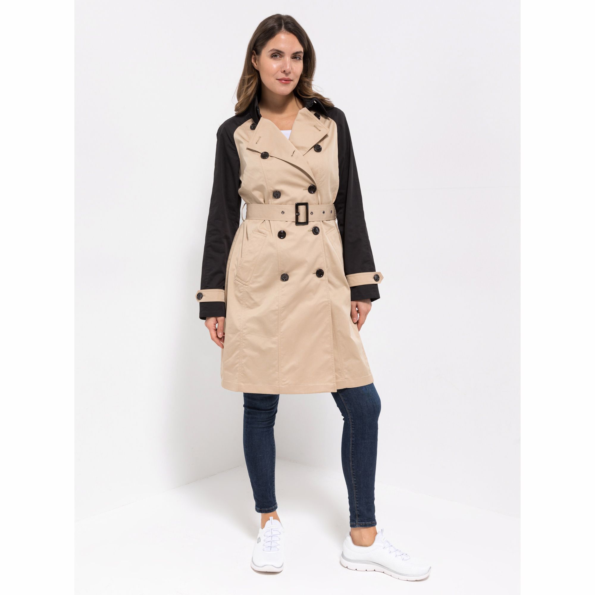 BASLER® Trenchcoat, 1/1-Arm Zweireihiger Knopfverschluss Kontrastfarben
