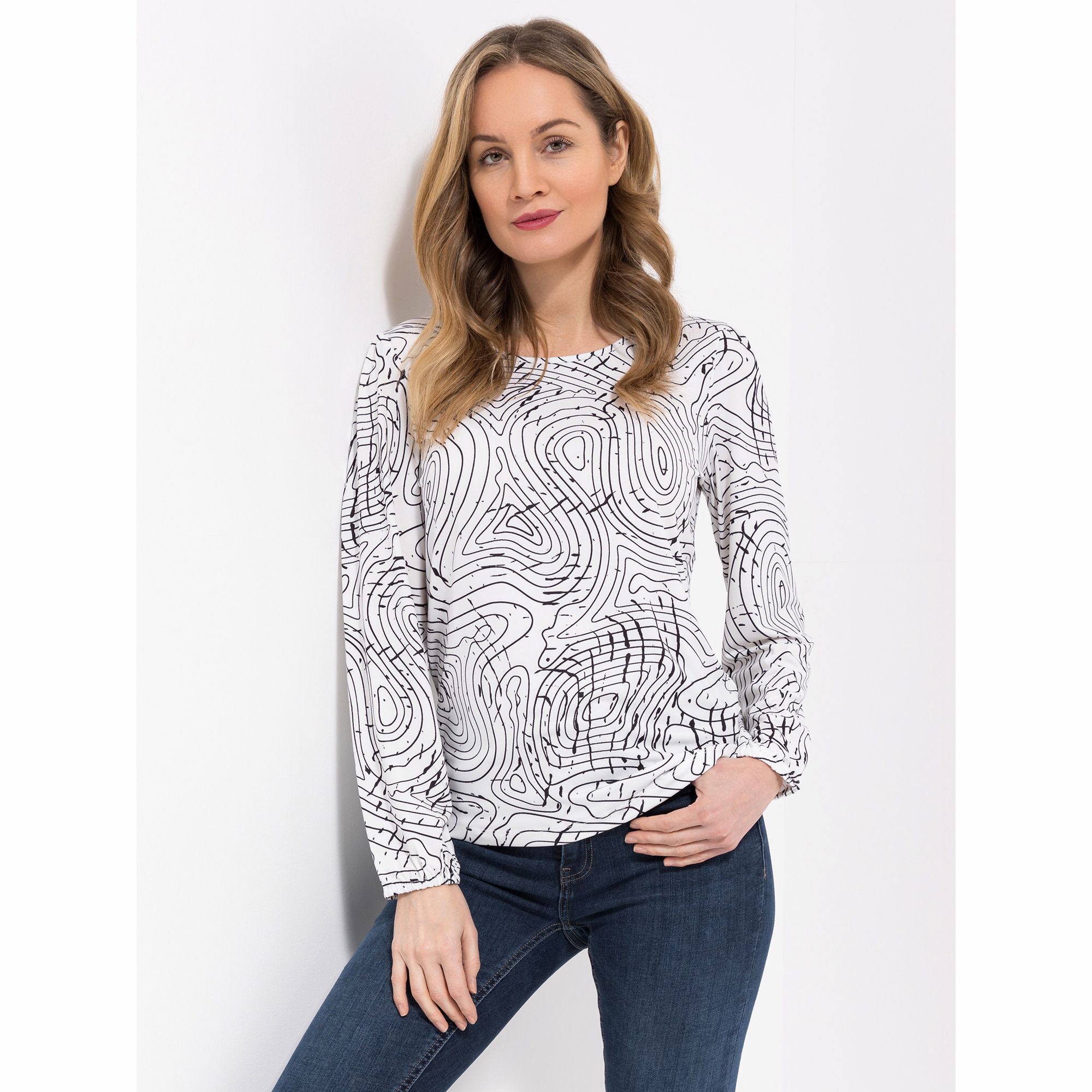 VIA MILANO Shirt, 1/1-Arm Rundhalsausschnitt bedruckt figurumspielend