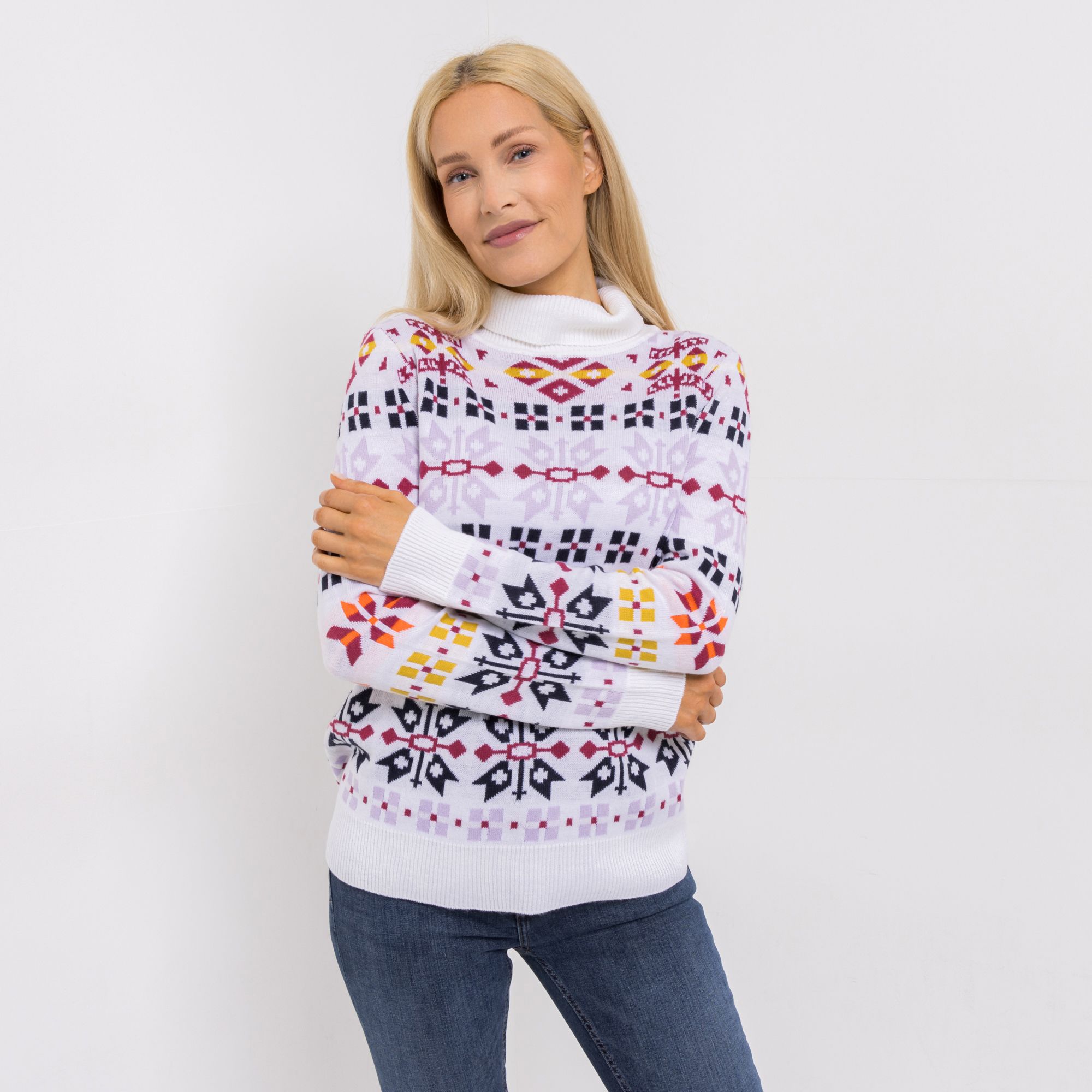 CASHMASOFT Pullover Rollkragen Cashmeregriff Jacquard