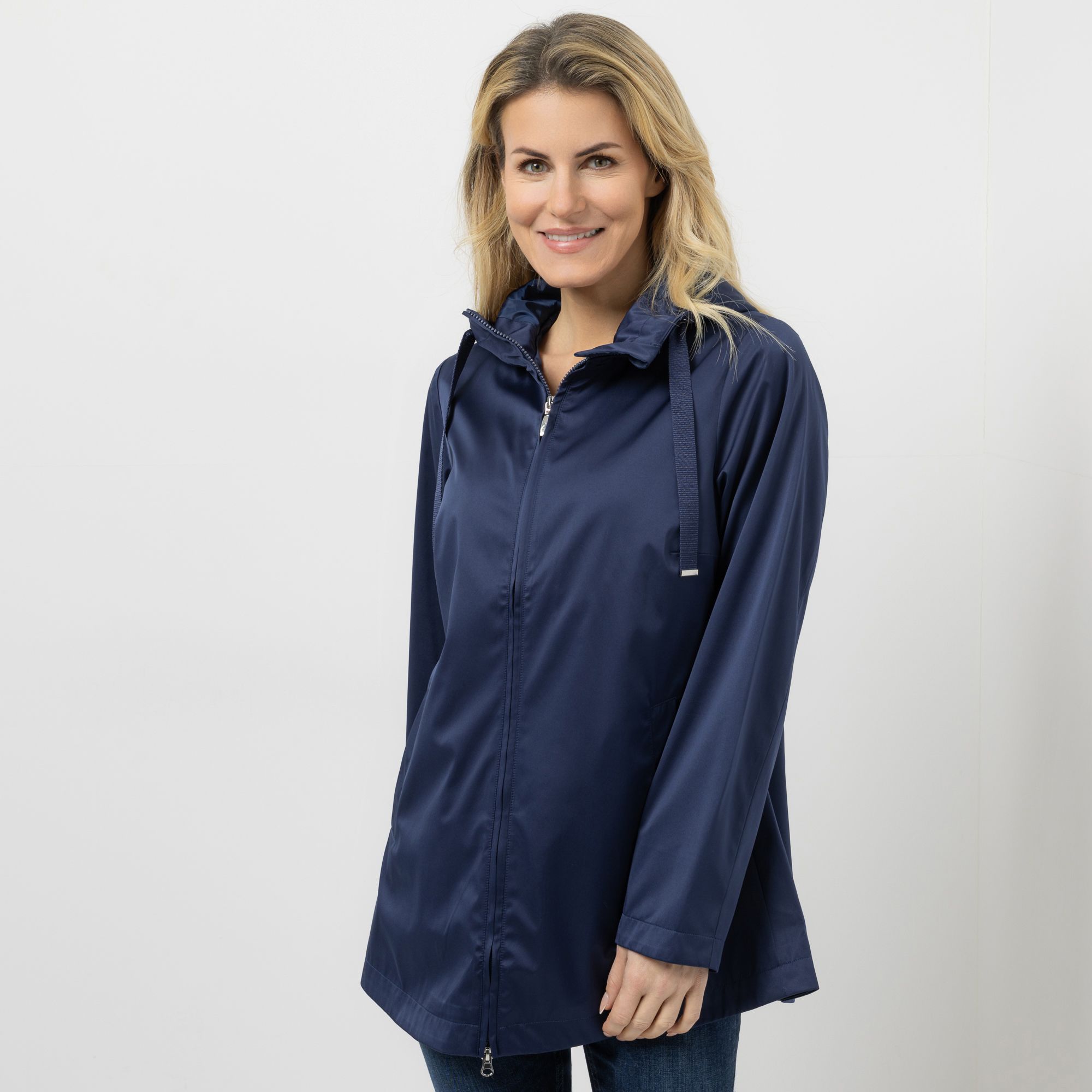 VIA MILANO Jacke, 1/1-Arm Stehkragen mit Kapuze 2-Wege-Zipper Kellerfalte hinten