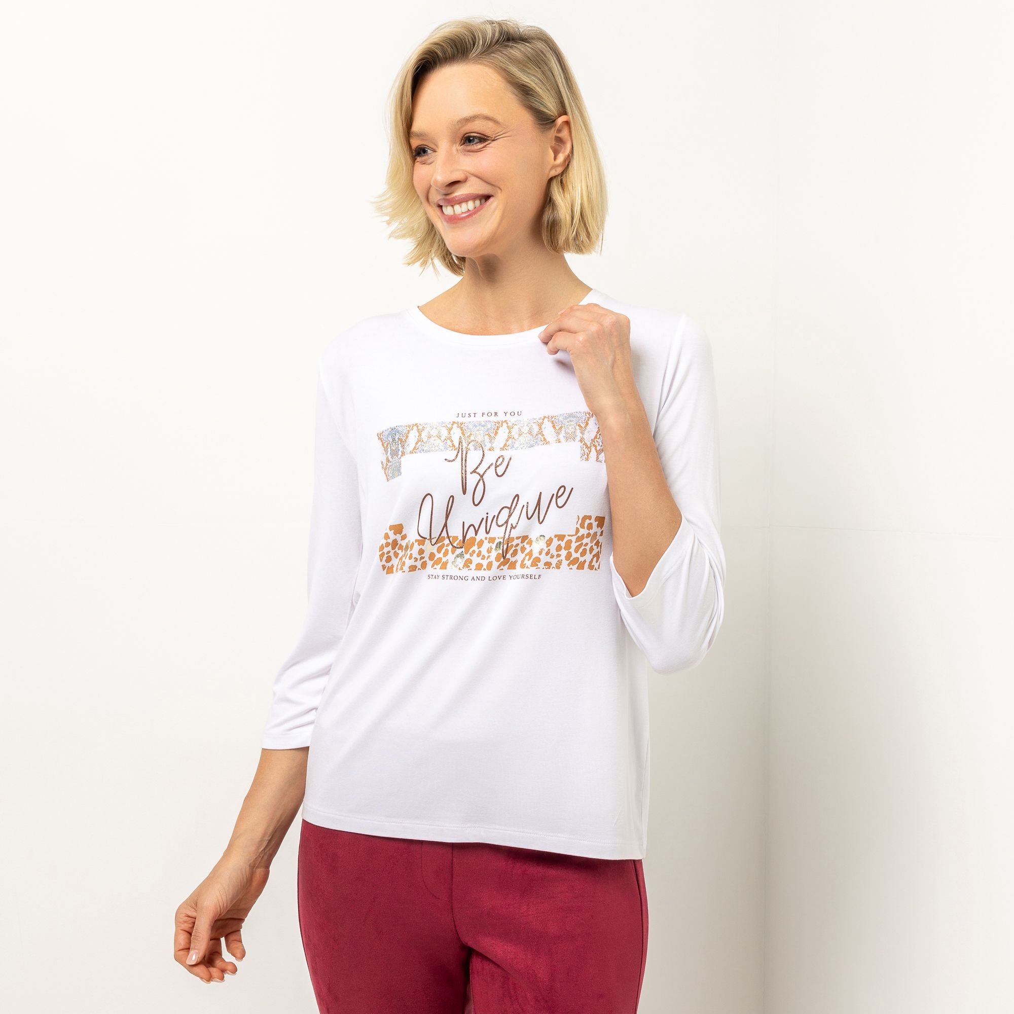 VIA MILANO Shirt, 1/2-Arm Rundhalsausschnitt platzierter Druck figurumspielend