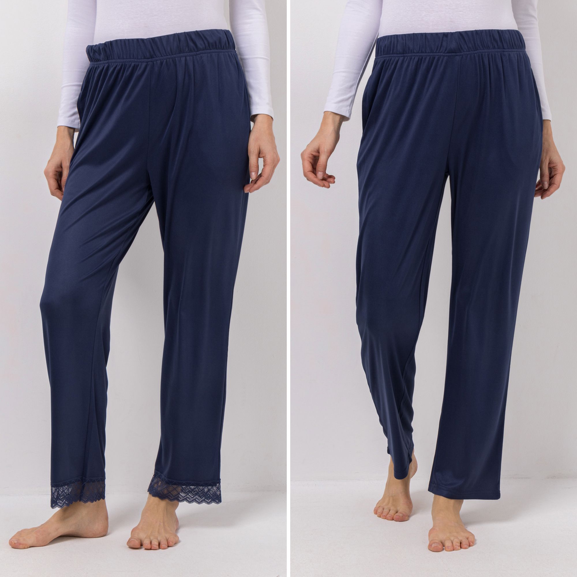 JERYMOOD HOMEWEAR 2 Hosen Knöchellang Rundumdehnbund Spitzendetails