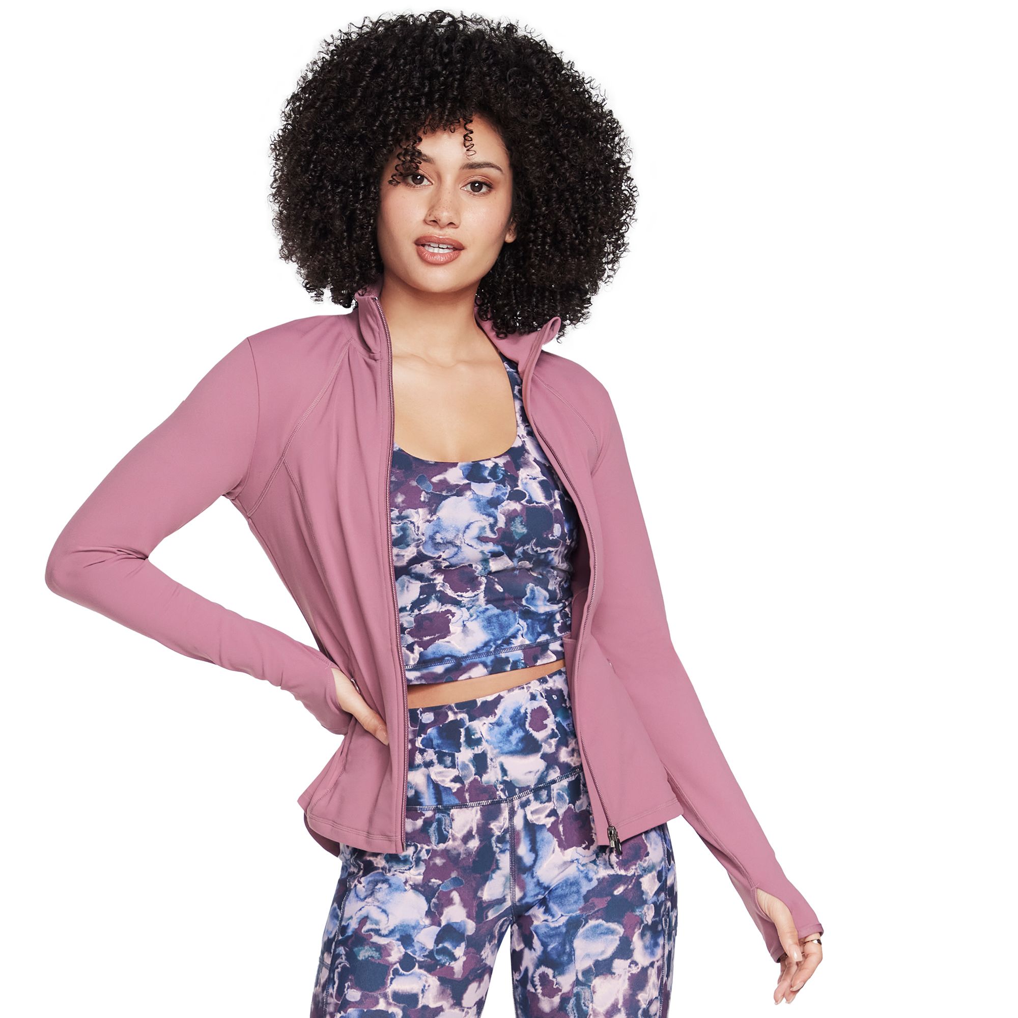 SKECHERS Funktionsjacke mit Stehkragen Seitennahttaschen Ärmel mit Daumenloch