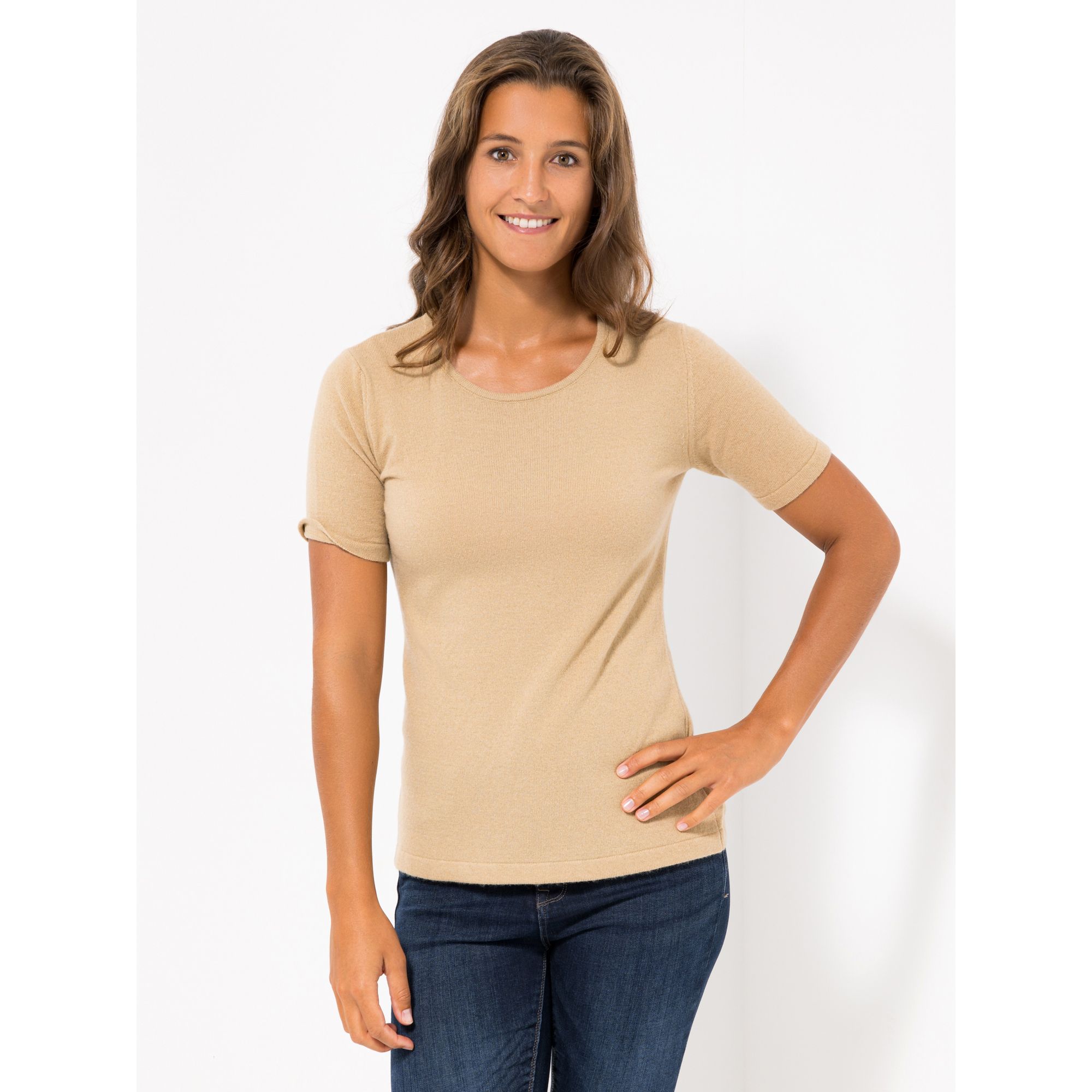 VIA MILANO Pullover, 1/2-Arm Rundhalsausschnitt Kaschmiranteil figurumspielend