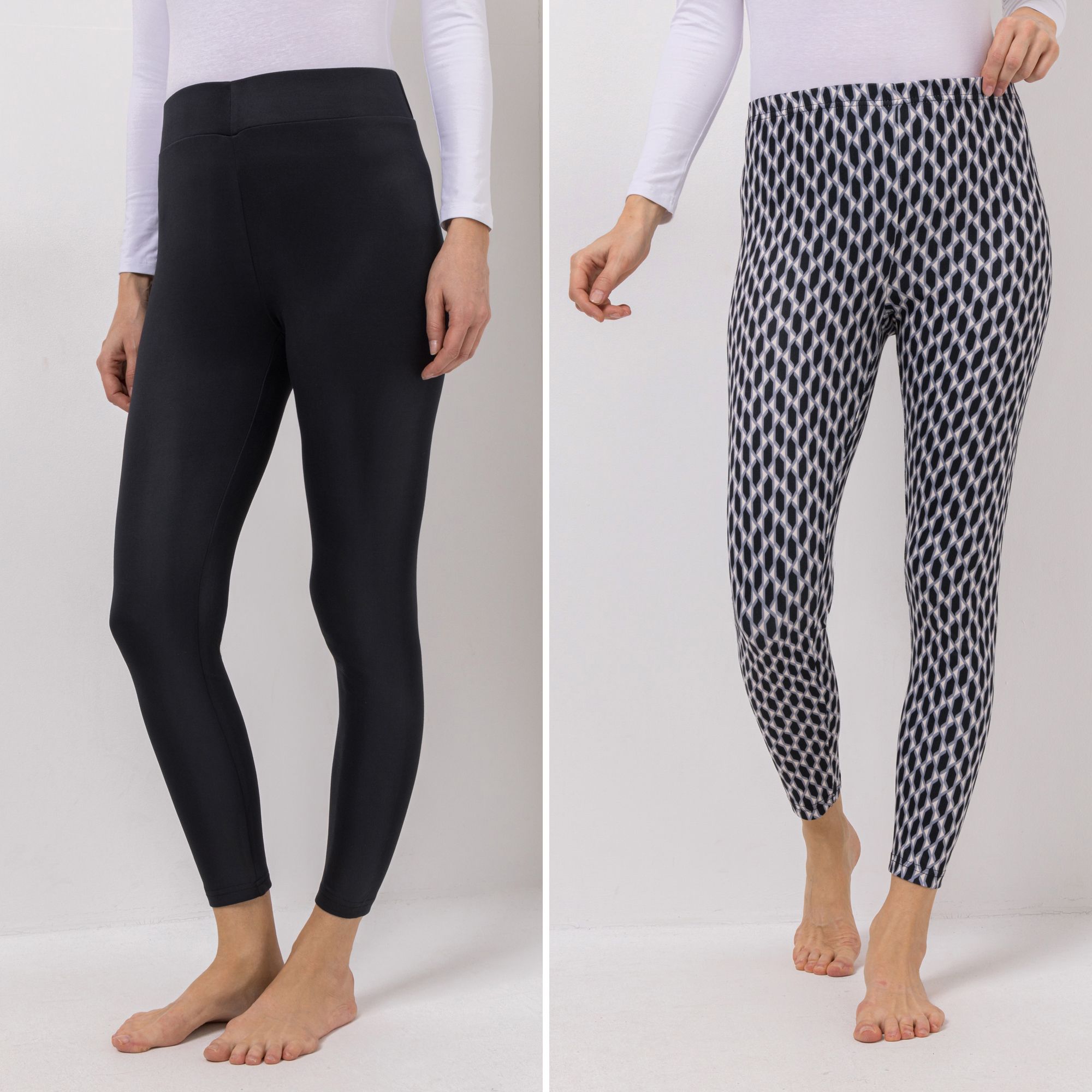 JERYMOOD HOMEWEAR 2 Hosen Knöchellang Rundumdehnbund 1x uni, 1x bedruckt