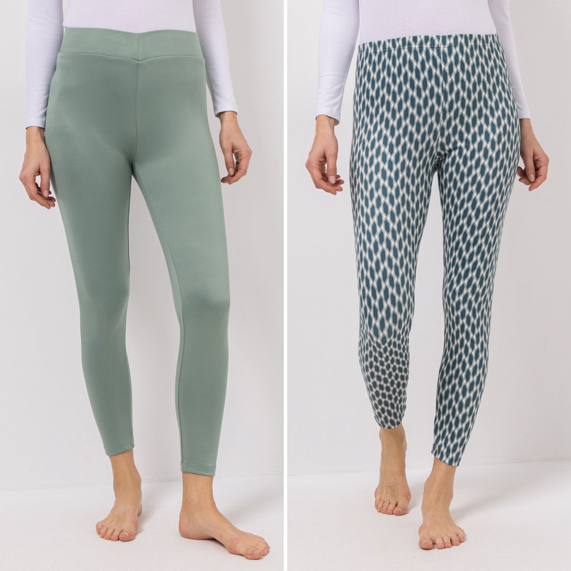 JERYMOOD HOMEWEAR 2 Hosen Knöchellang Rundumdehnbund 1x uni, 1x bedruckt