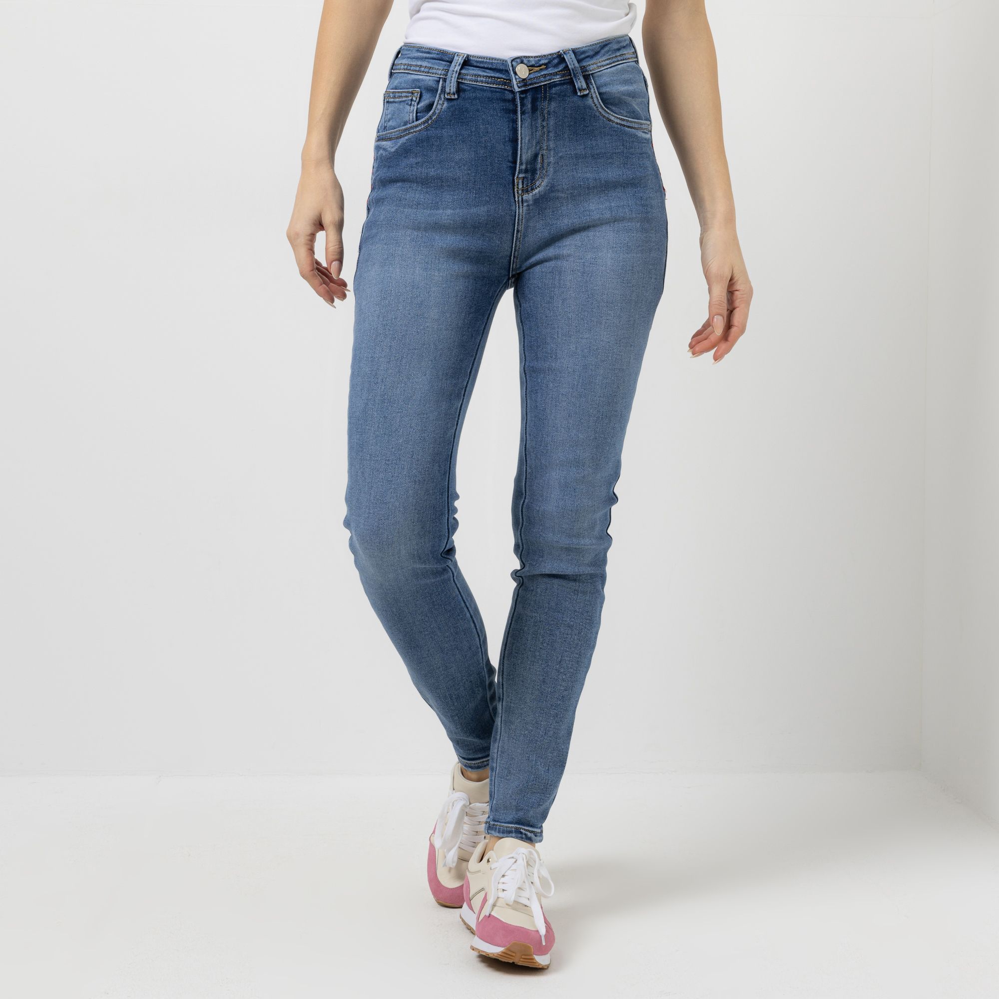 VIA MILANO Jeans, 1/1-Länge 5-Pocket-Style mit Stickerei enge Passform