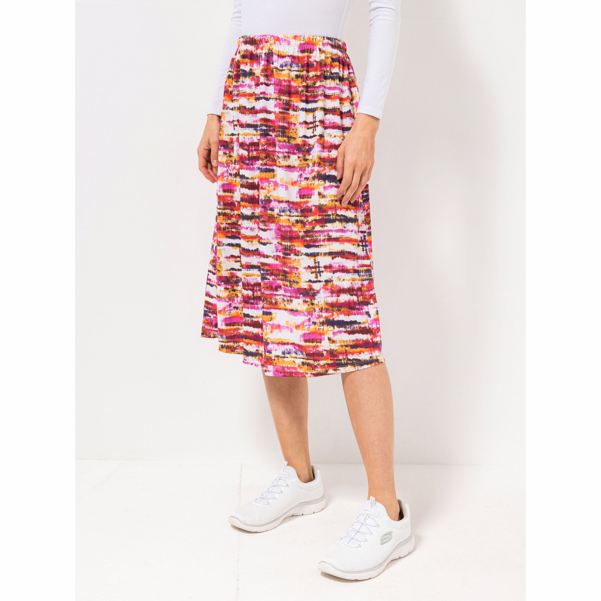 IN-PRINT Rock, 7/8-Länge Rundumdehnbund A-Linie grafischer Druck