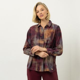 AMINATI® Bluse, langarm Knopfleiste abgerundeter Saum Allover-Druck