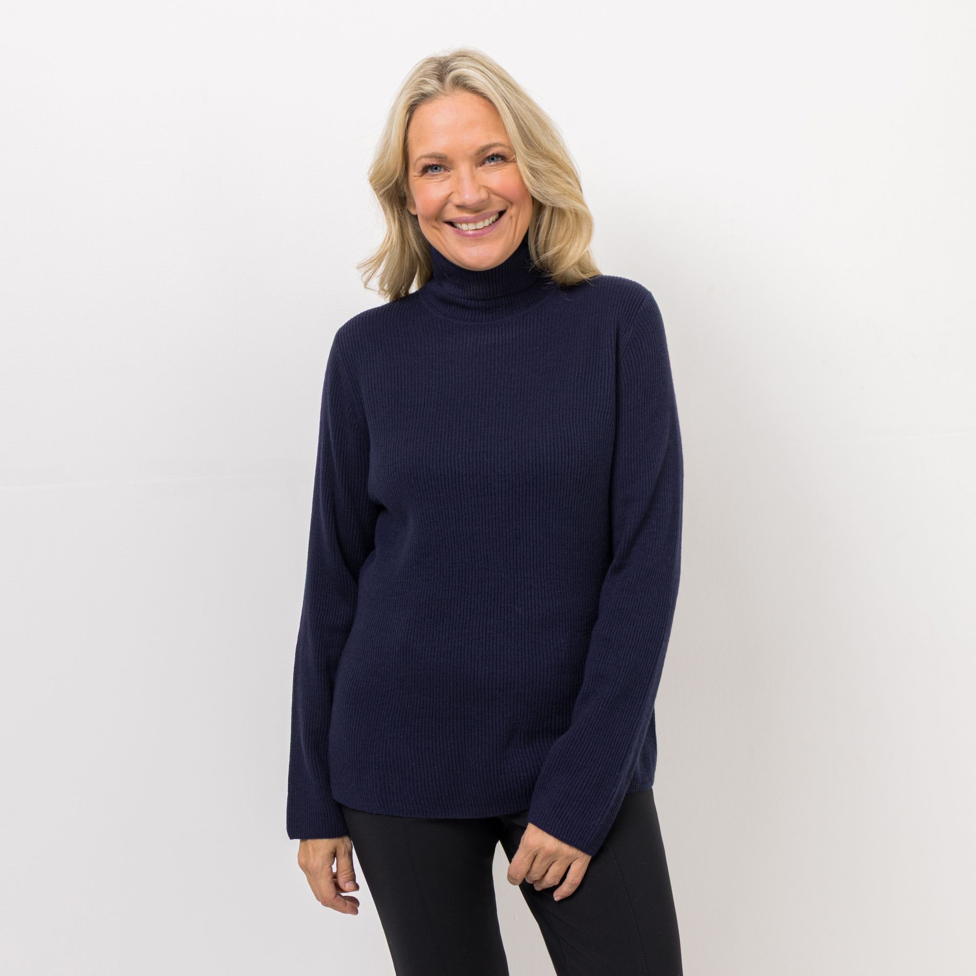 DENIM & CO. Pullover Rollkragen Cashmeregriff figurumspielend