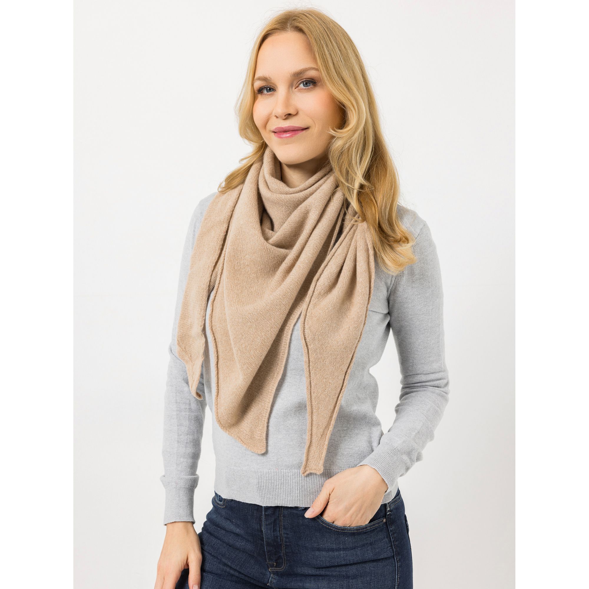 VIA MILANO Dreieckstuch Rollkante 100% Kaschmir