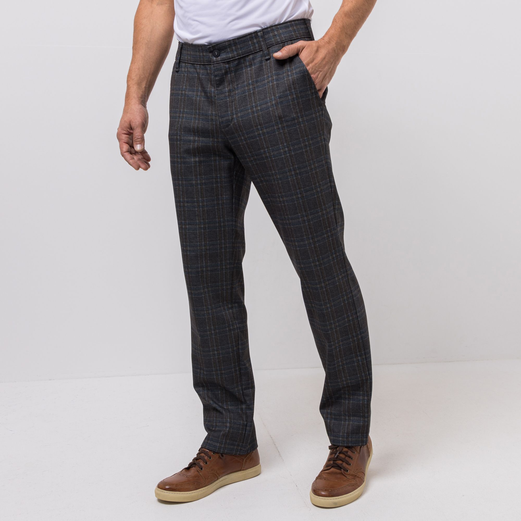 CLUB OF COMFORT® Herrenhose Garvey Chino-Style Komfortbund Karo-Druck