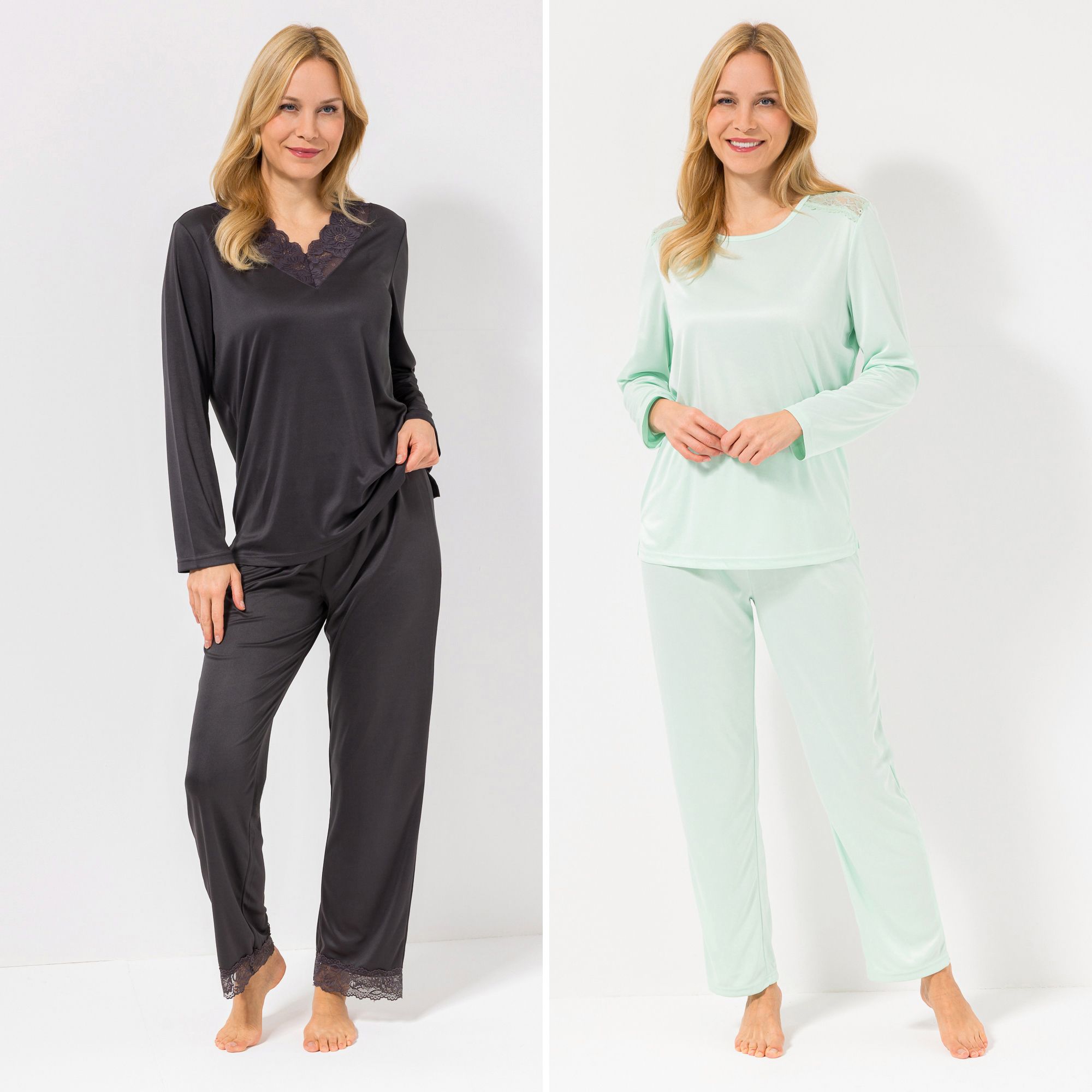 LITTLE ROSE 2 Pyjama Sets Mikrofaser 1/1-Länge Spitzendetails