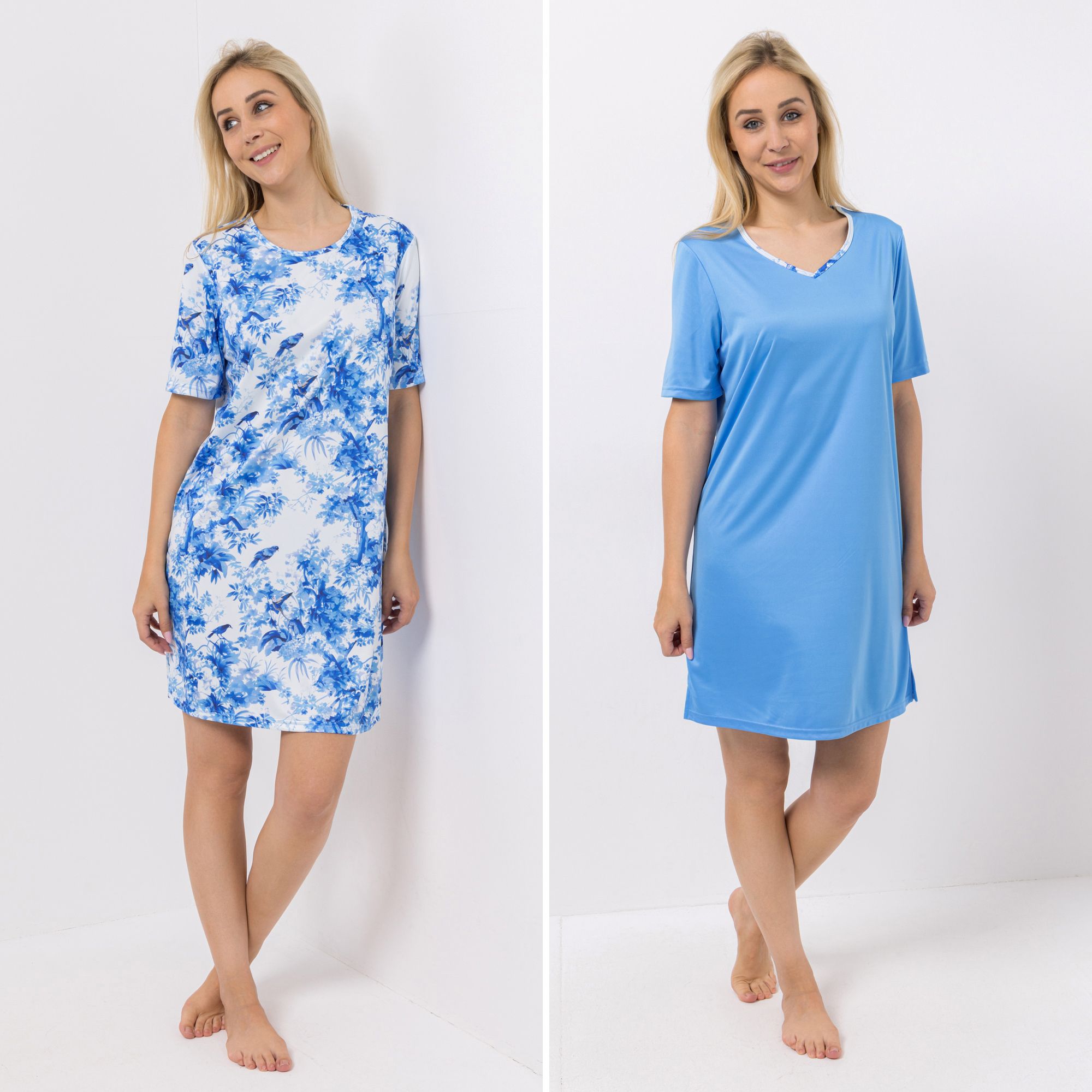 LITTLE ROSE 2 Bigshirts, 1/2-Arm Mikrofaser seitlicher Schlitz uni & bedruckt