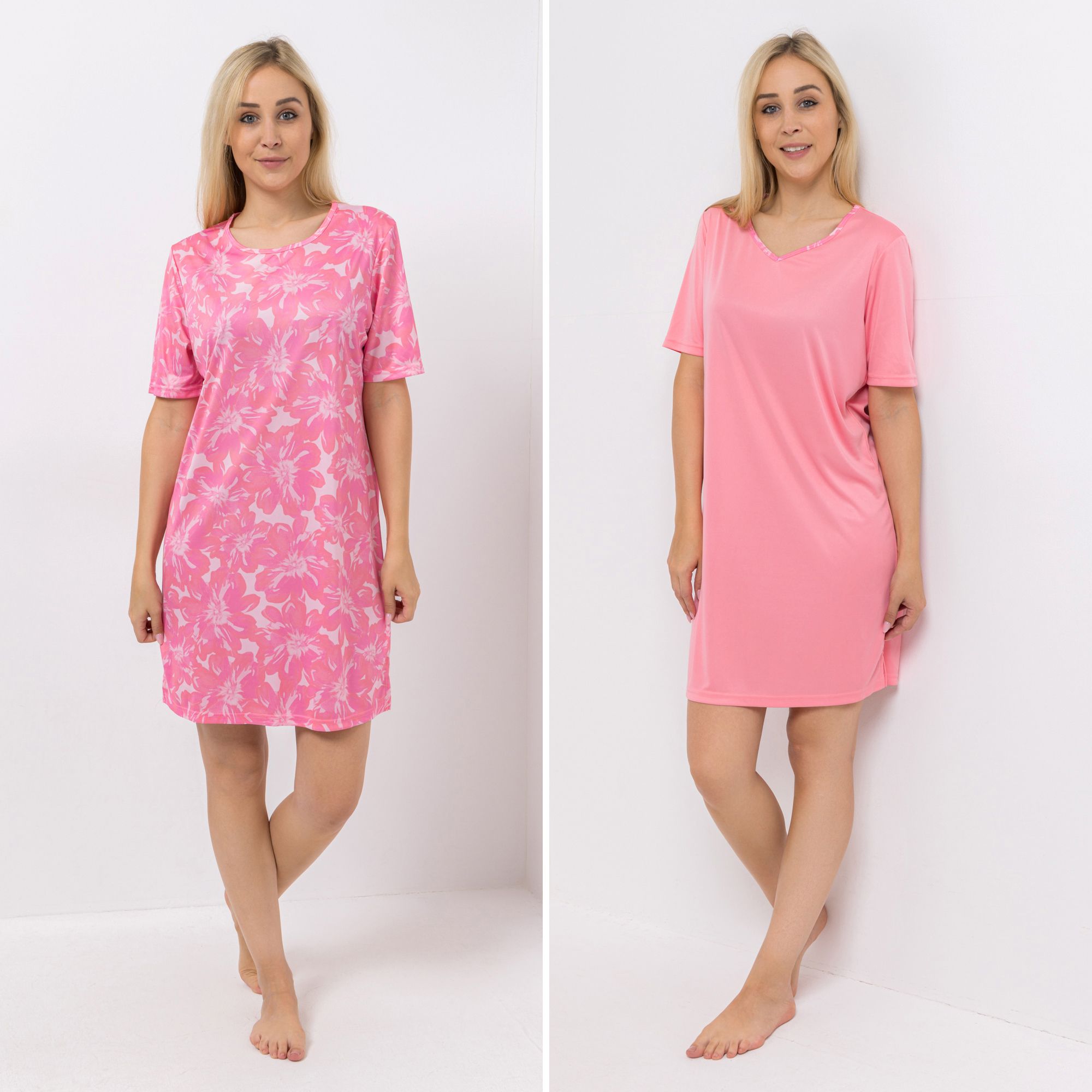 LITTLE ROSE 2 Bigshirts, 1/2-Arm Mikrofaser seitlicher Schlitz uni & bedruckt