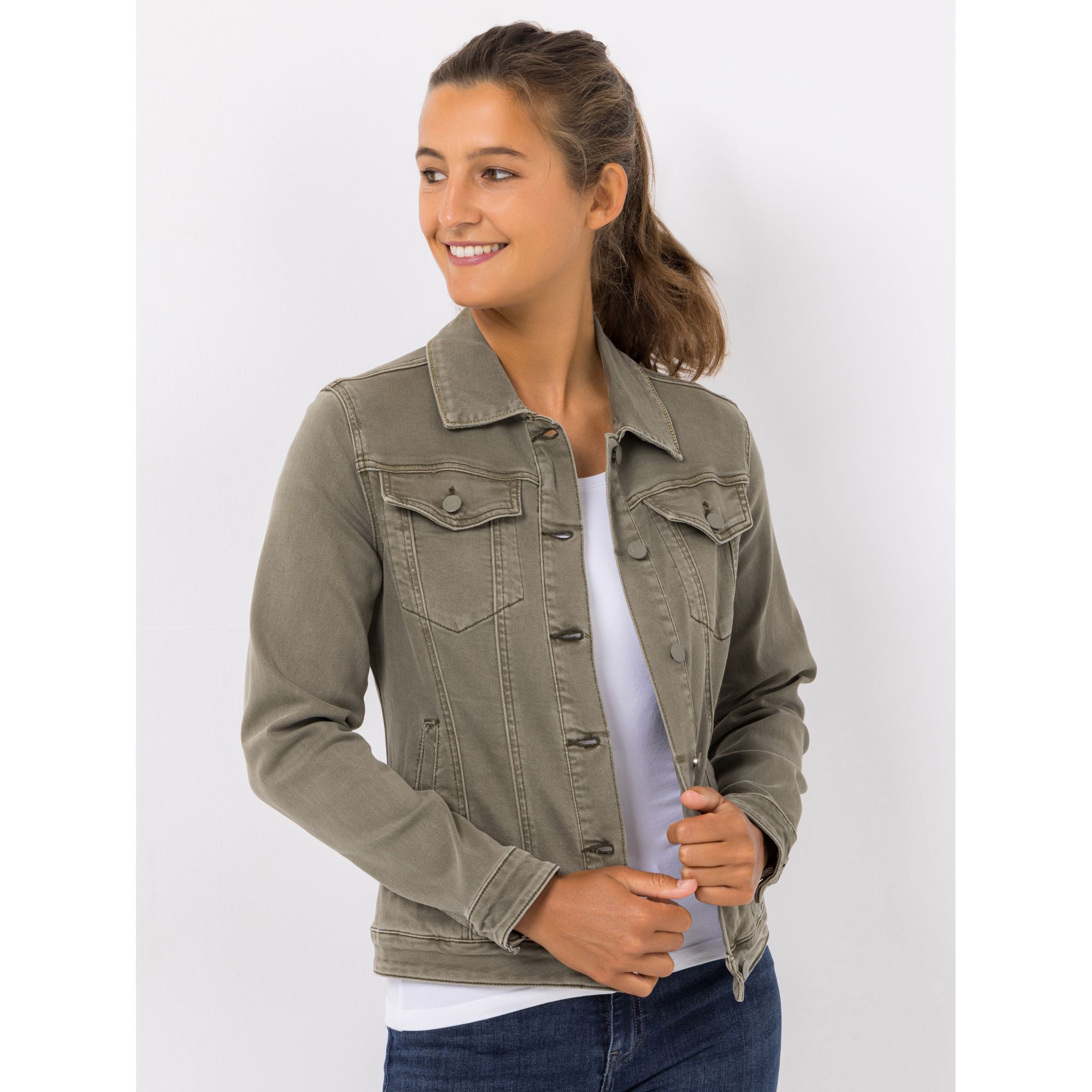 VIA MILANO Jeansjacke Knopfleiste Bruttasche figurbetont