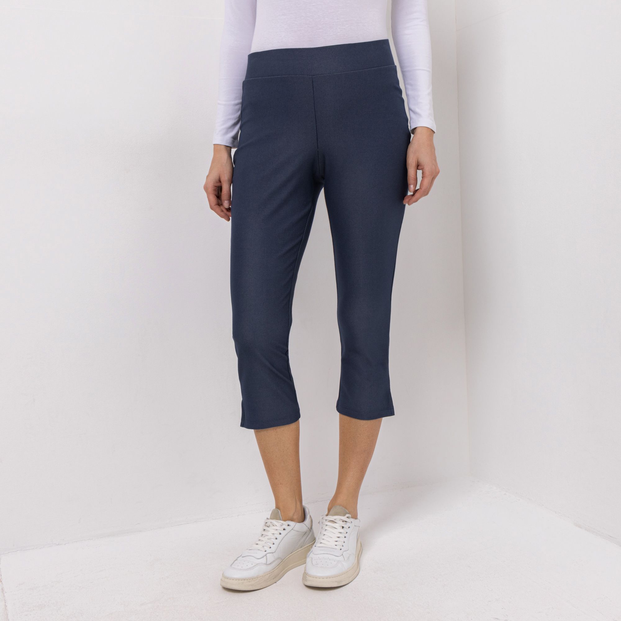 DENIM & CO. Schlupfhose Denise lange Capri Rundumdehnbund leichte Qualität