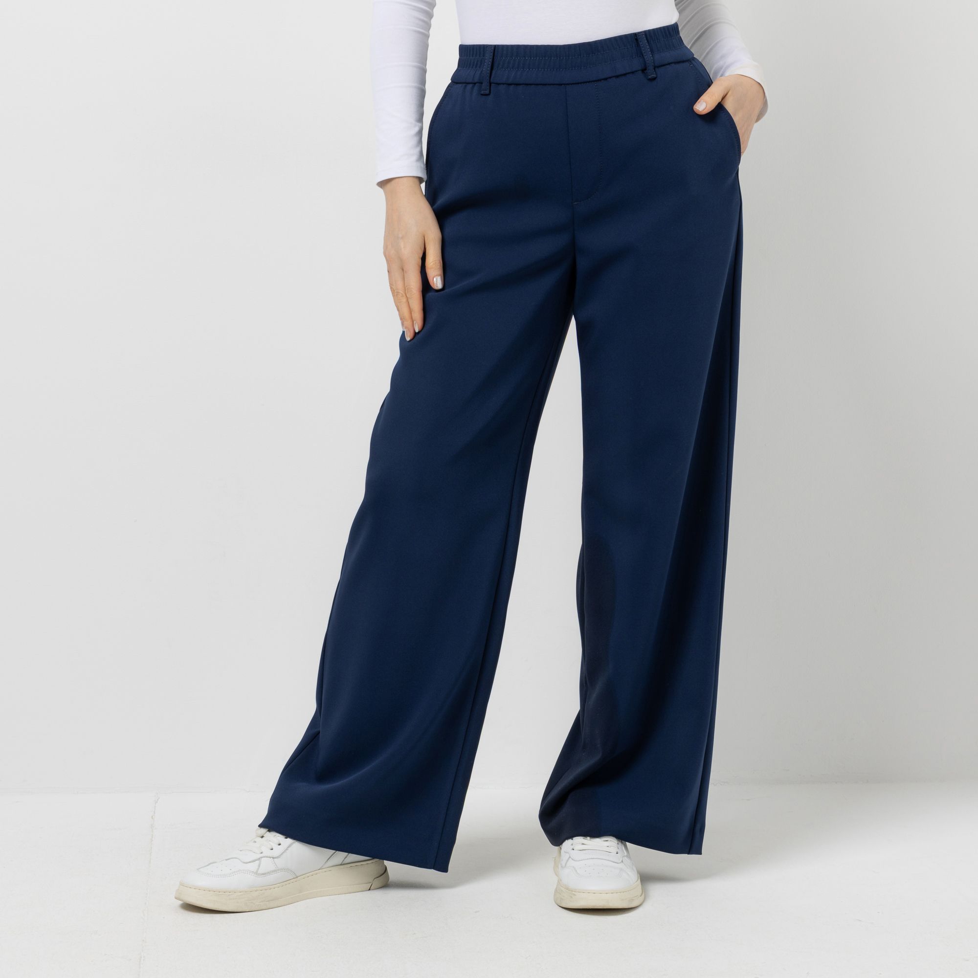 VIA MILANO Hose Rundumdehnbund Eingrifftaschen gerades weites Bein