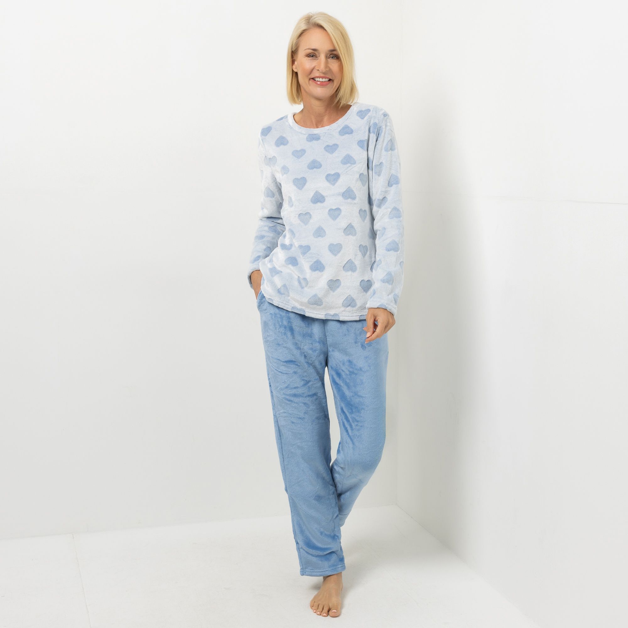 POLARSTERN HOMEWEAR Pyjama-Set Plüsch Shirt und Hose lange Form