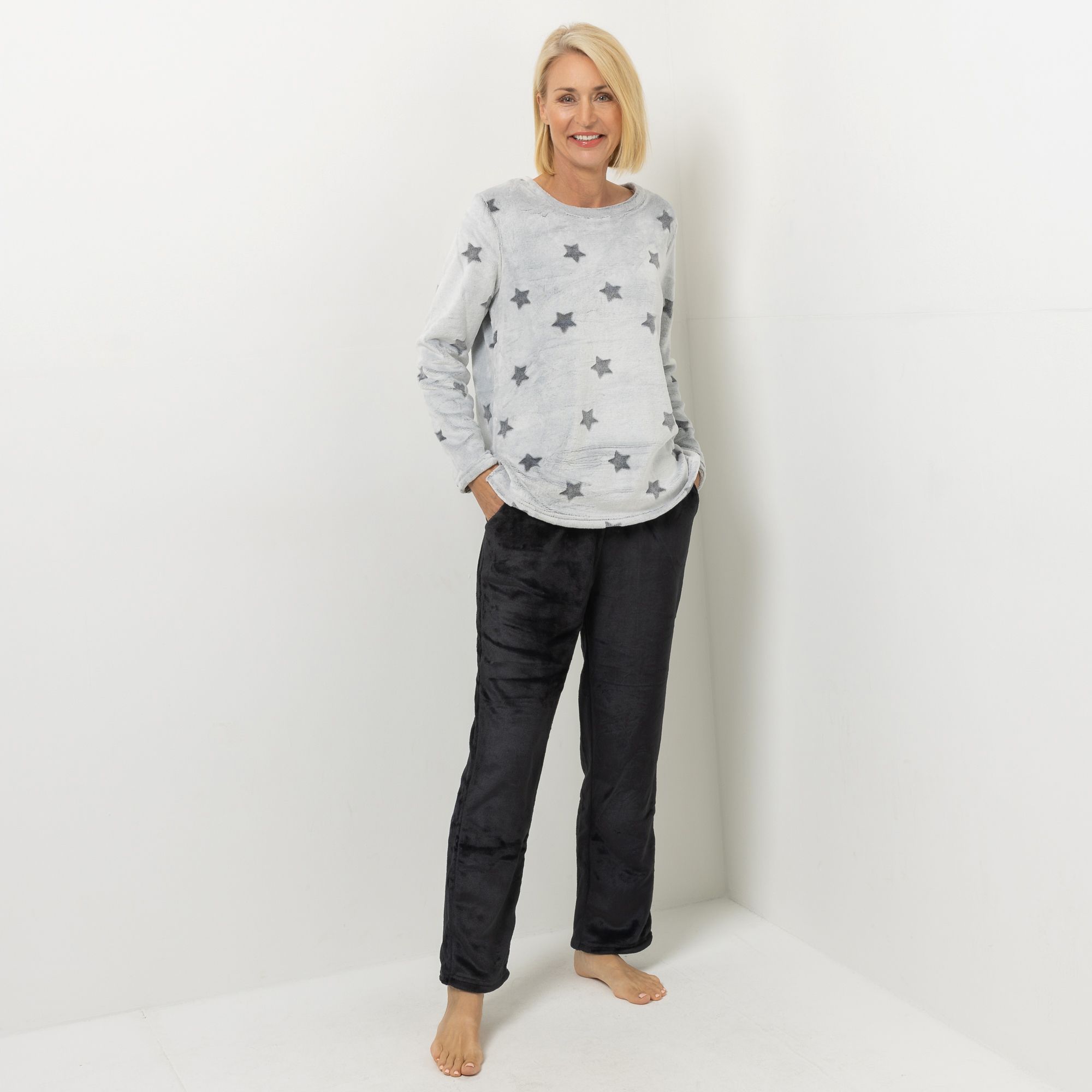 POLARSTERN HOMEWEAR Pyjama-Set Plüsch Shirt und Hose lange Form