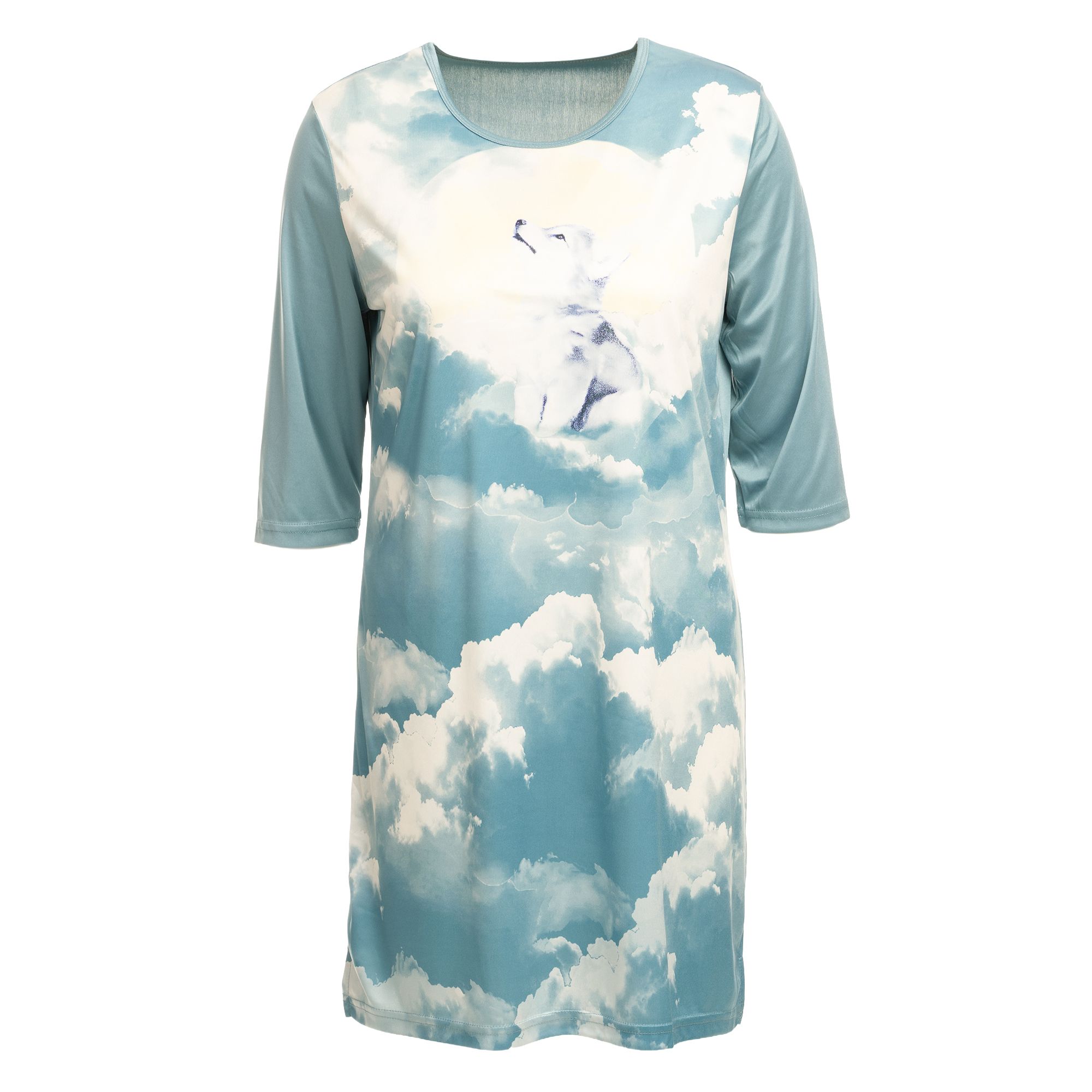 LITTLE ROSE Bigshirt, 3/4-Arm Mikrofaser Seitenschlitze bedruckt