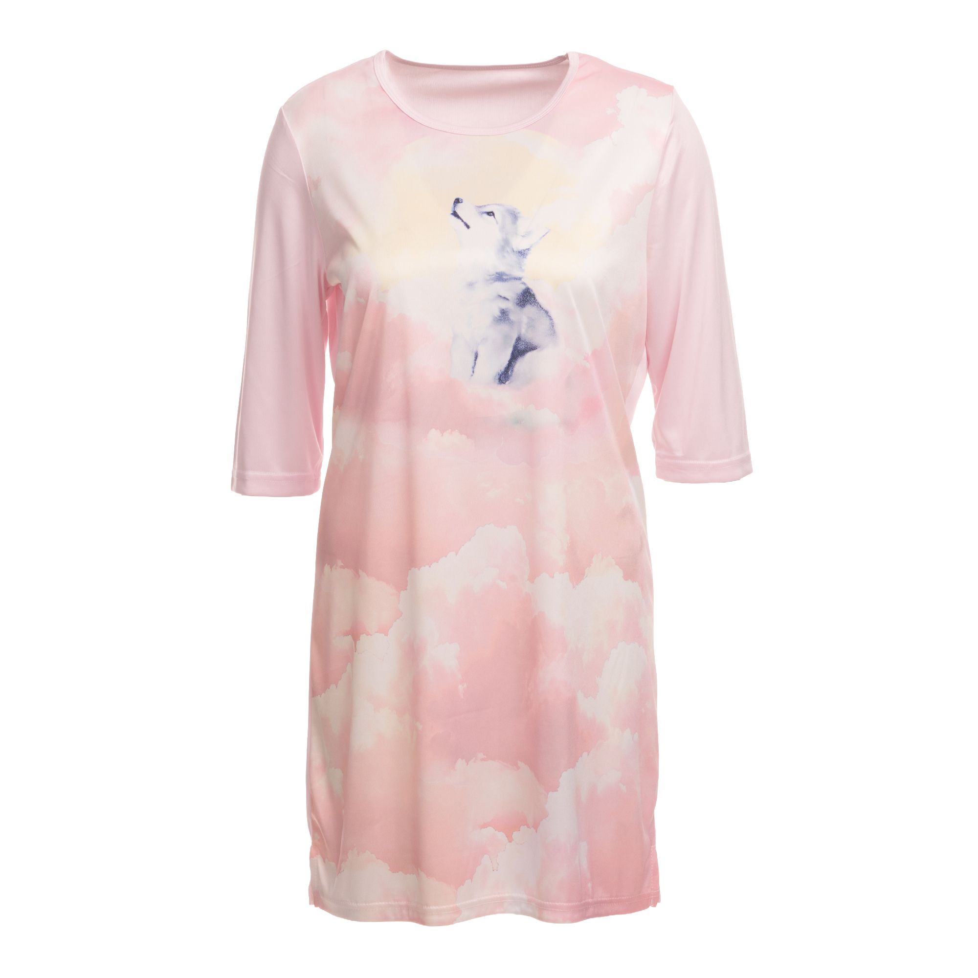 LITTLE ROSE Bigshirt, 3/4-Arm Mikrofaser Seitenschlitze bedruckt