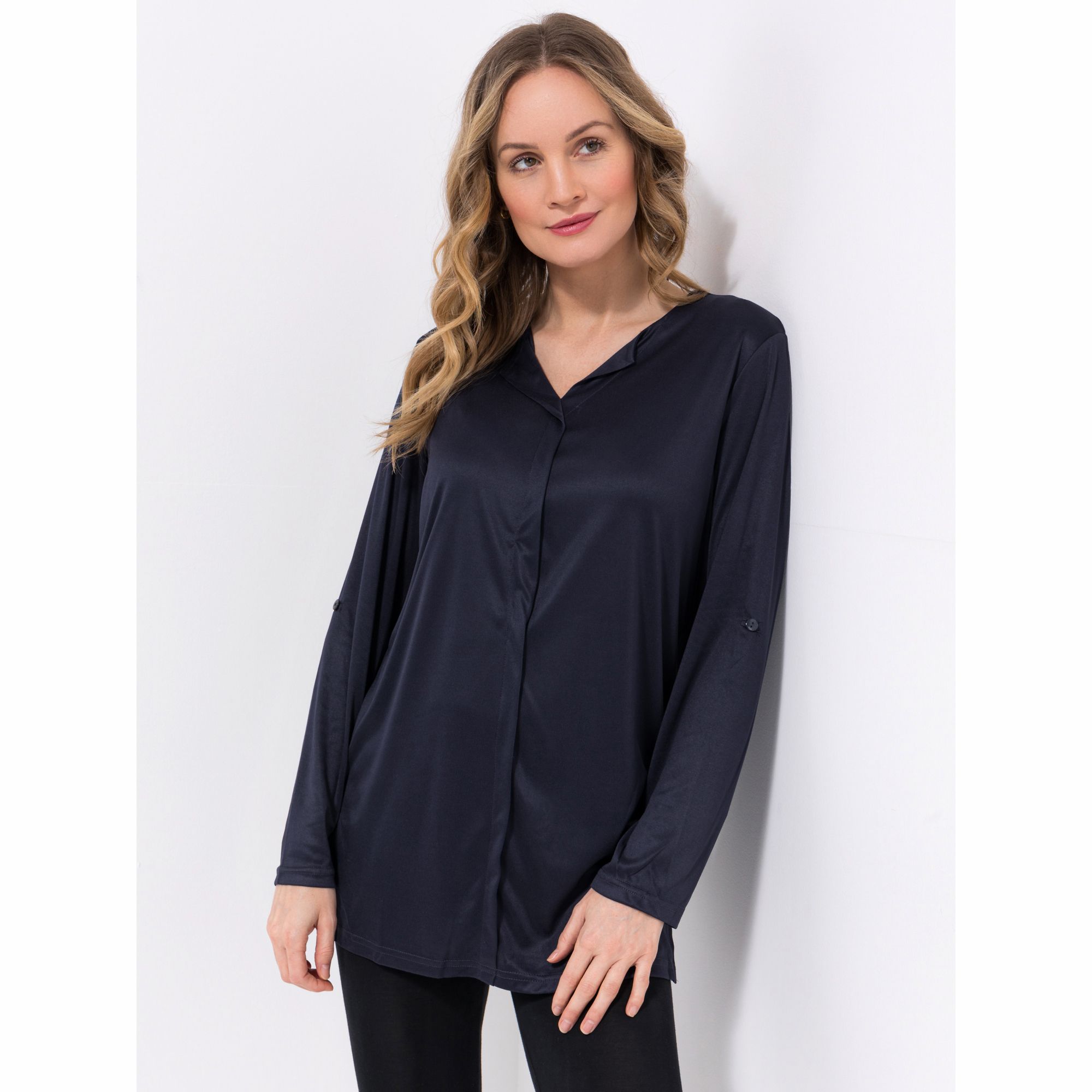 JERYMOOD HOMEWEAR Longshirt, 1/1-Arm Mikrofaser V-Ausschnitt basic