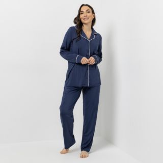 LITTLE ROSE Pyjama in Satin-Optik 1/1-Arm Reverskragen