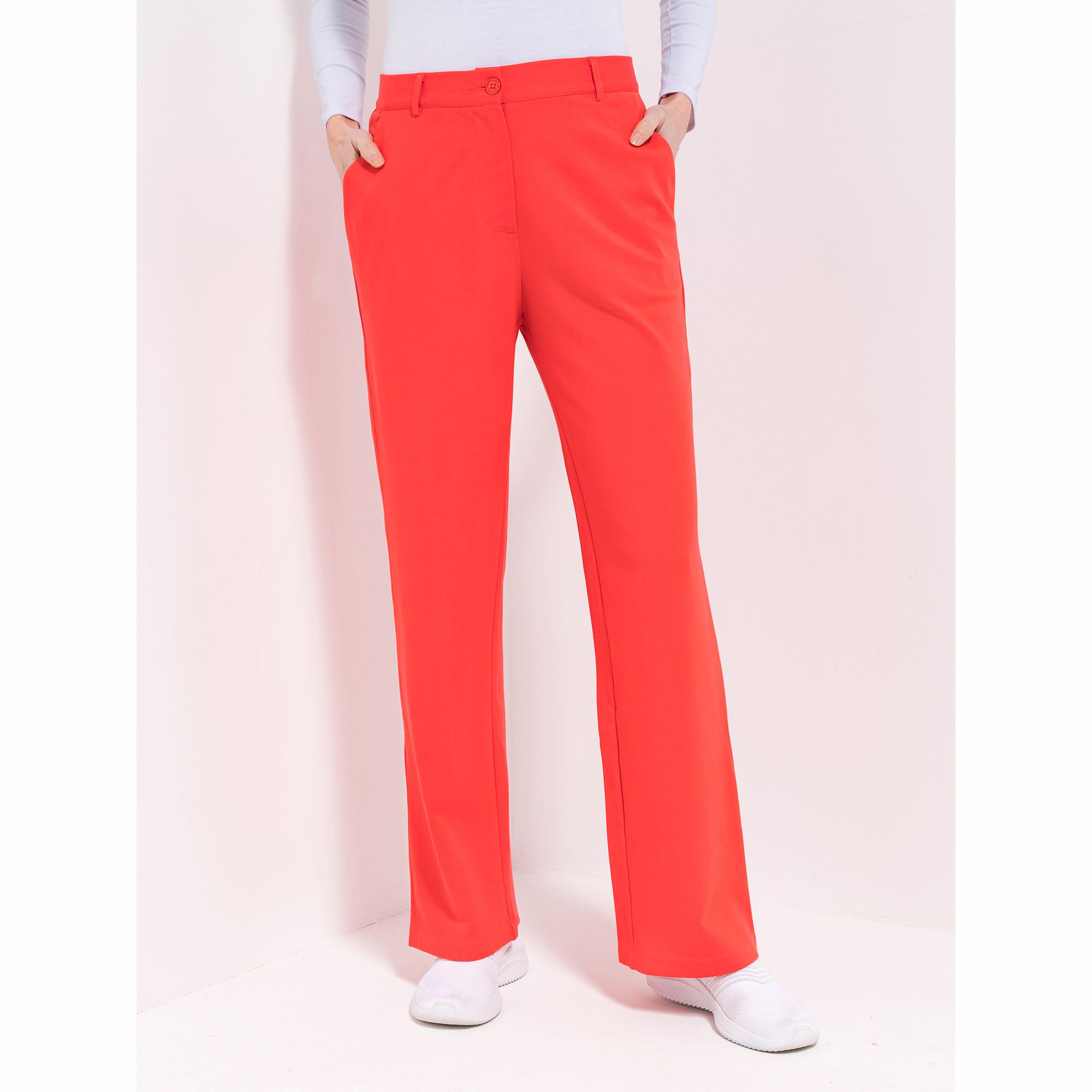 VIA MILANO Hose, 1/1-Länge Eingrifftaschen Reißverschluss weites Bein