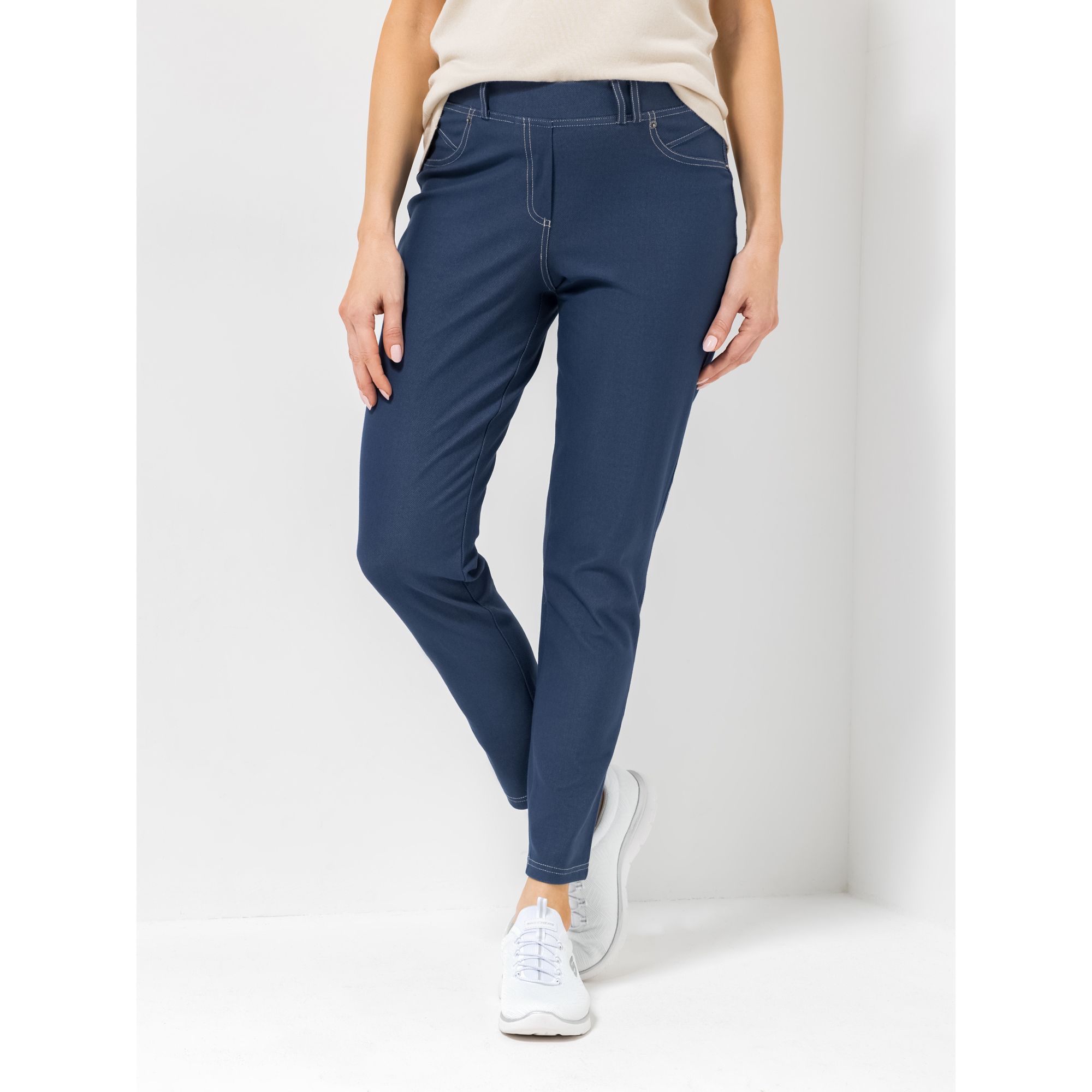 DENIM & CO. Schlupfhose Denise knöchellang Rundumdehnbund Gürtelschlaufen