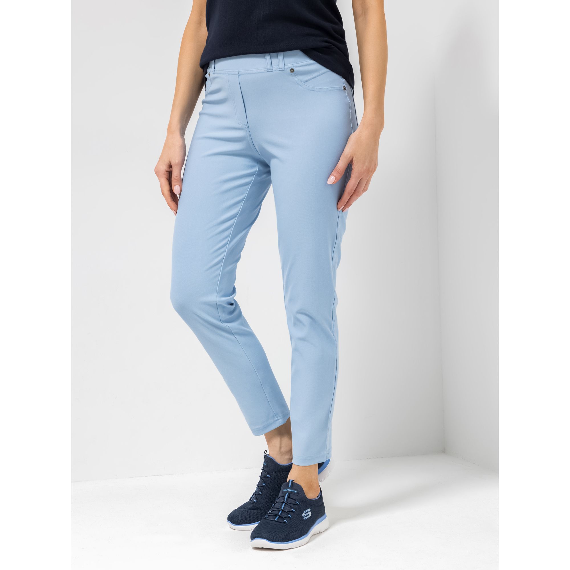 DENIM & CO. Schlupfhose Denise knöchellang Rundumdehnbund Gürtelschlaufen