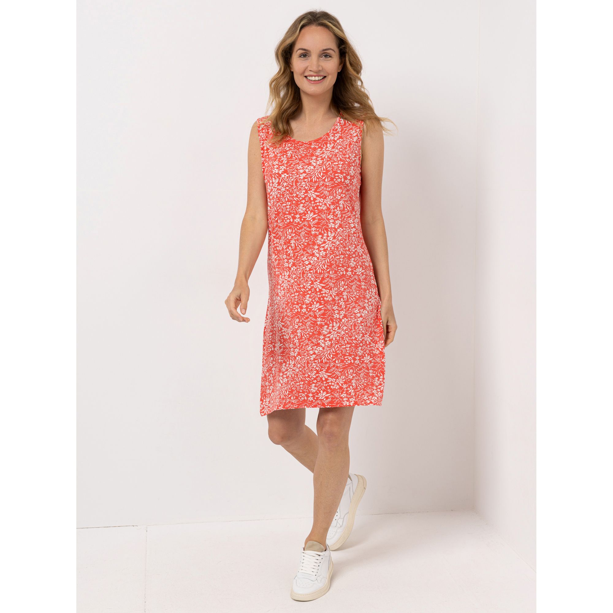 DENIM & CO. Kleid, ärmellos Jersey Rundhalsausschnitt Allover Druck