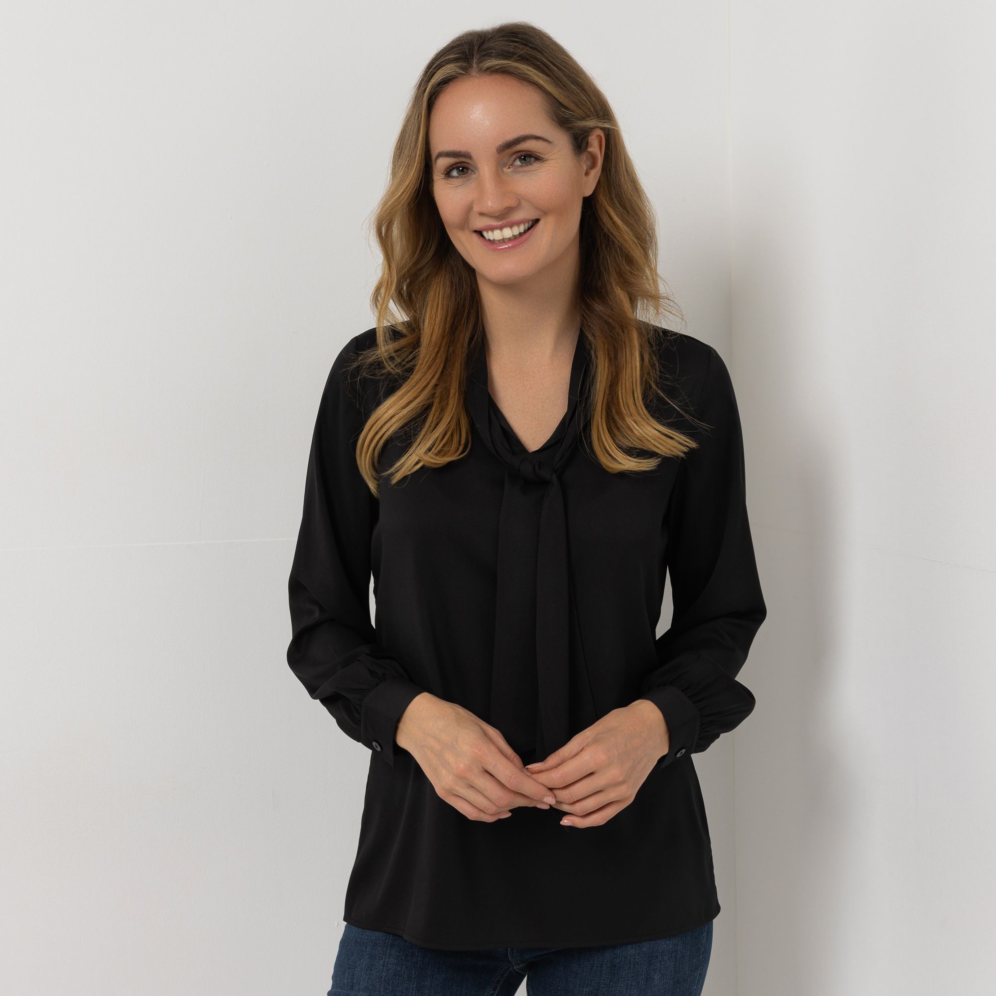 VIA MILANO Bluse, 1/1-Arm Schluppe Manschetten figurumspielend