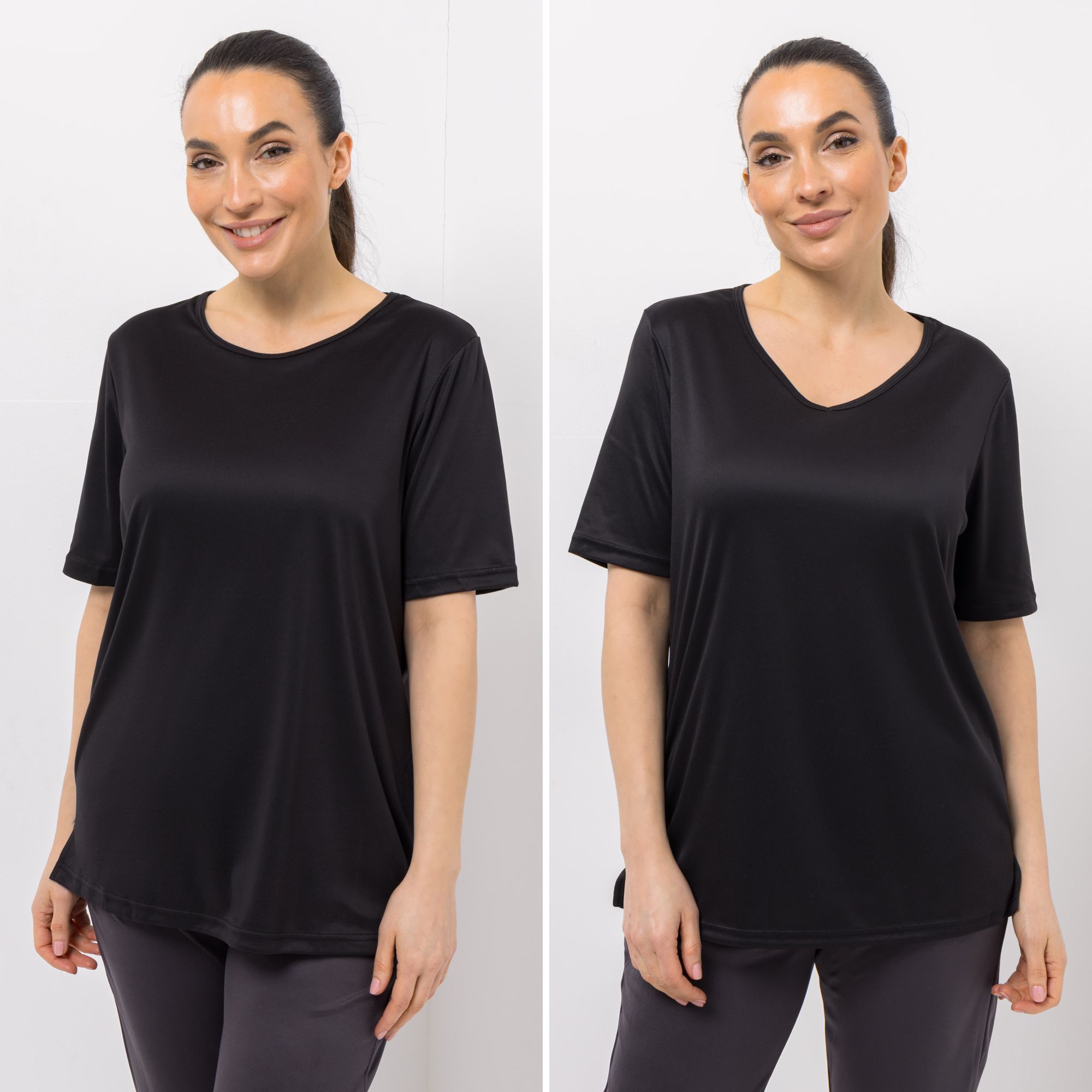 JERYMOOD HOMEWEAR 2 Shirts, 1/2-Arm Mikrofaser 1x Rundhalsausschnitt 1x V-Ausschnitt