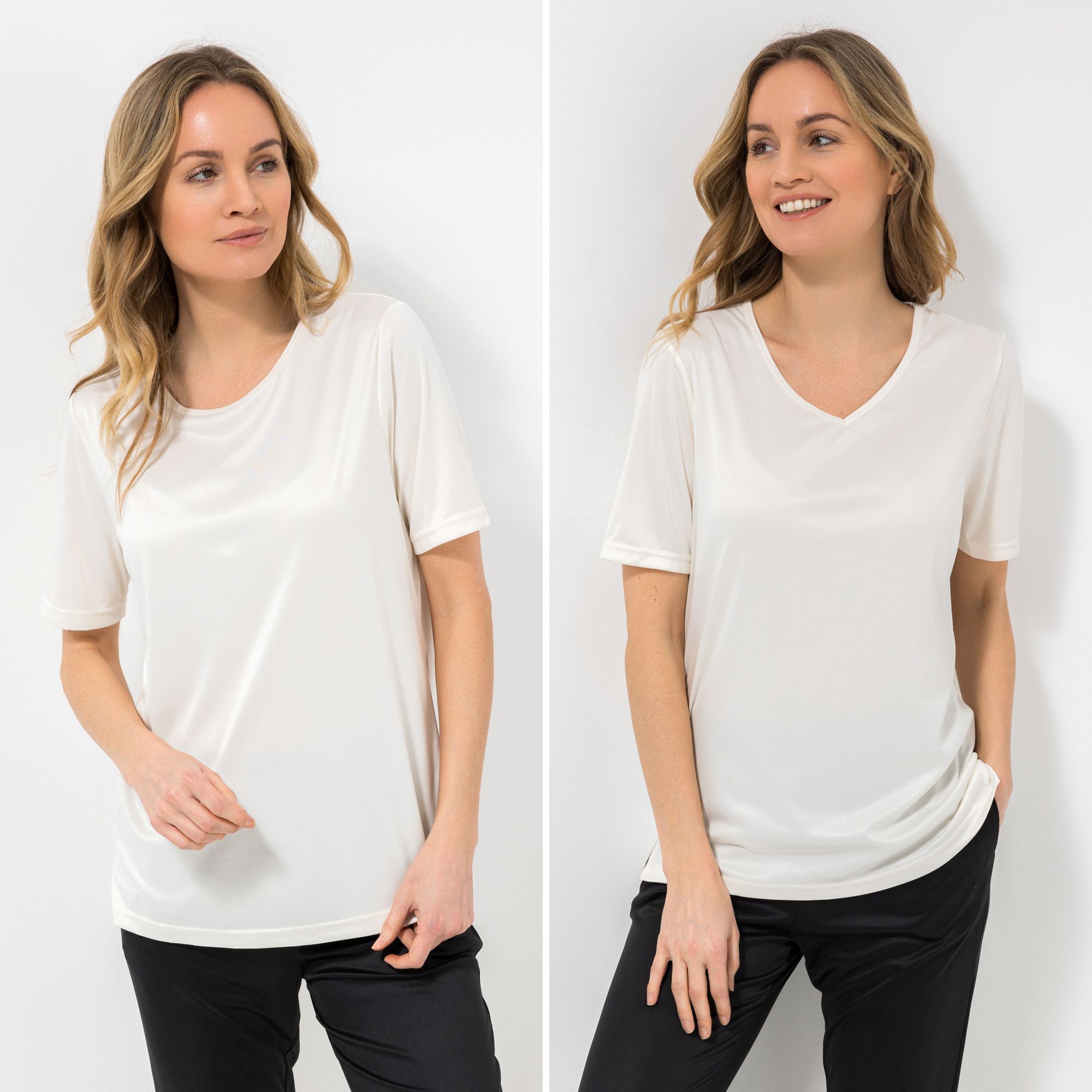 JERYMOOD HOMEWEAR 2 Shirts, 1/2-Arm Mikrofaser 1x Rundhalsausschnitt 1x V-Ausschnitt