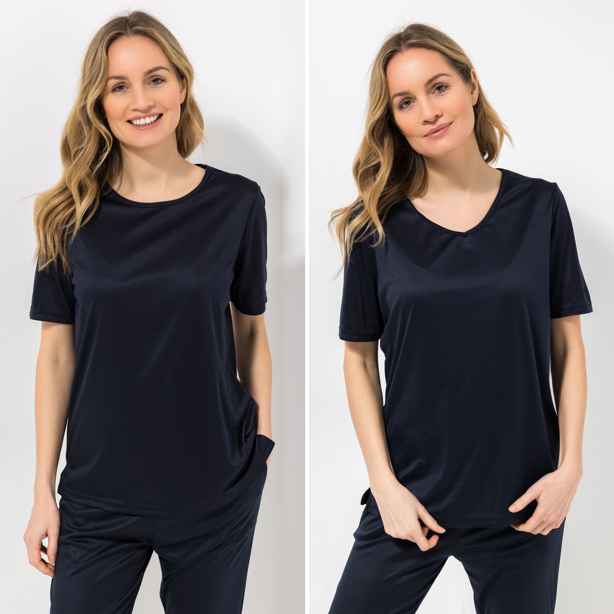 JERYMOOD HOMEWEAR 2 Shirts, 1/2-Arm Mikrofaser 1x Rundhalsausschnitt 1x V-Ausschnitt