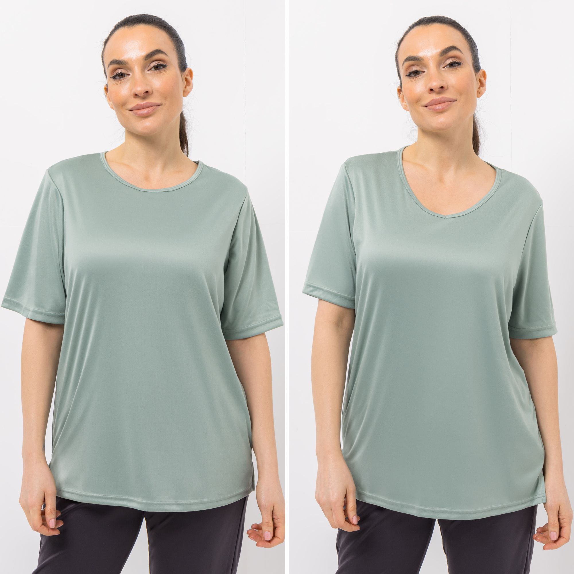 JERYMOOD HOMEWEAR 2 Shirts, 1/2-Arm Mikrofaser 1x Rundhalsausschnitt 1x V-Ausschnitt