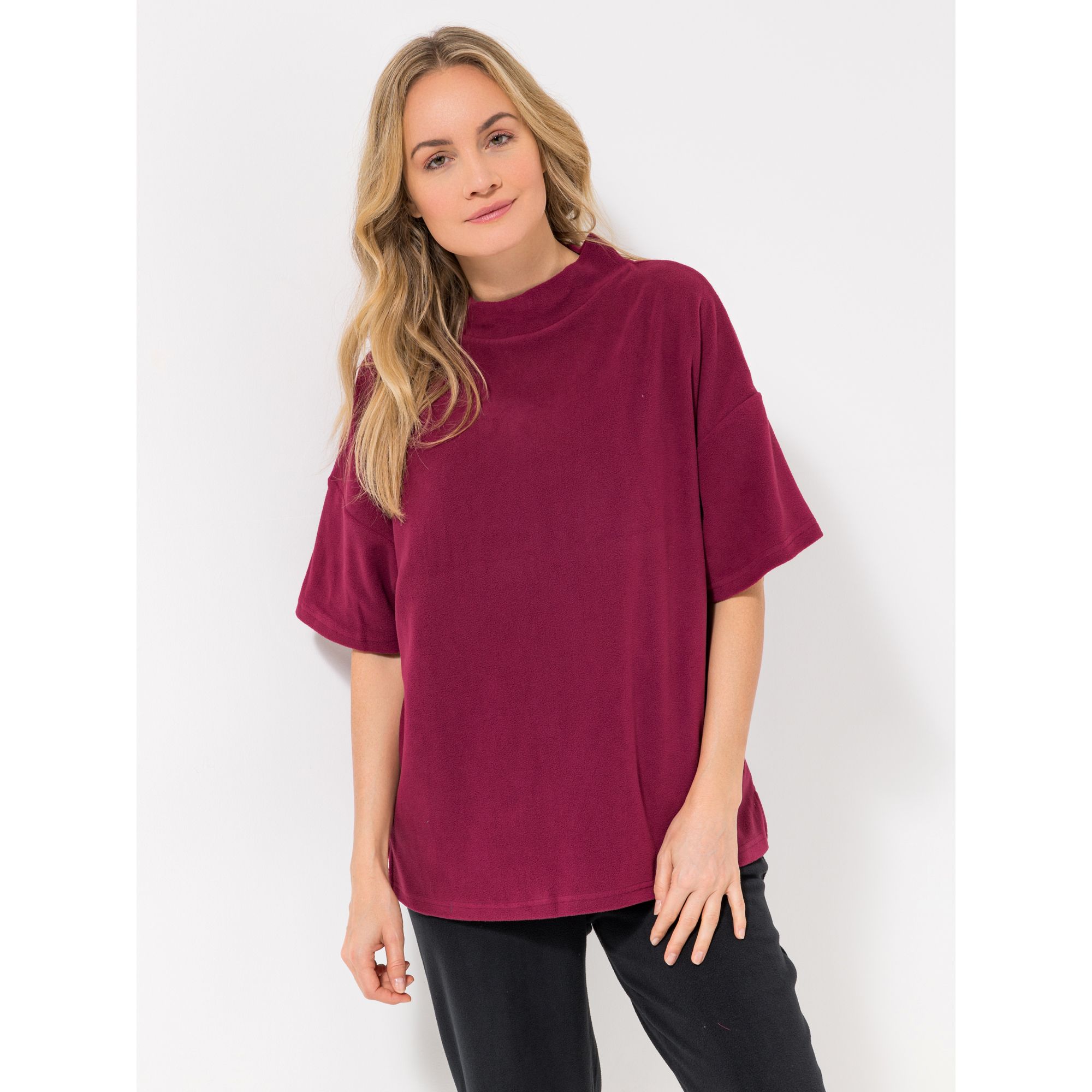 POLARSTERN HOMEWEAR Shirt Flanell Fleece Stehkragen oversize