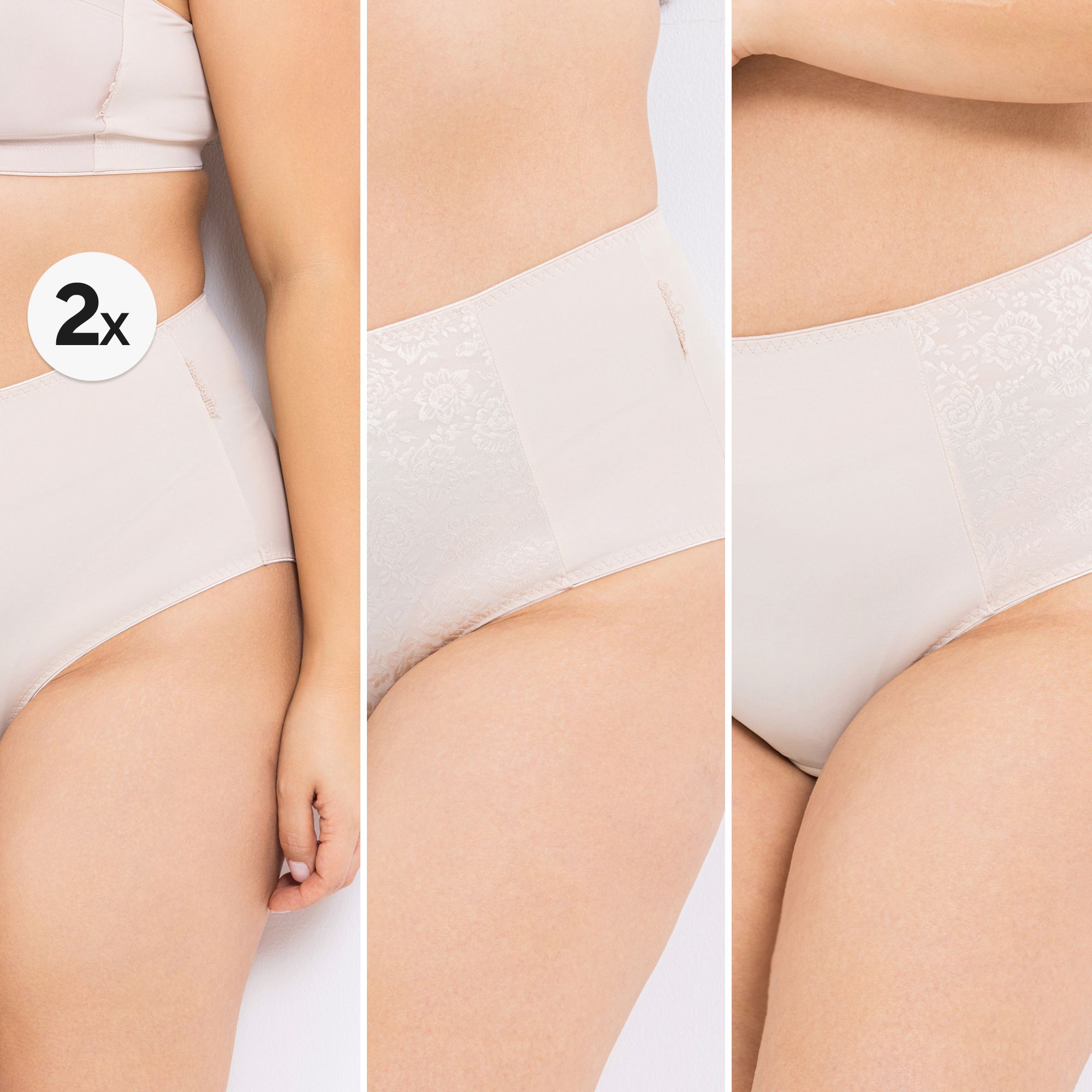 LITTLE ROSE 4 Midislips Mikrofasermischung 2 x Basic 2 x Floral Jacquard