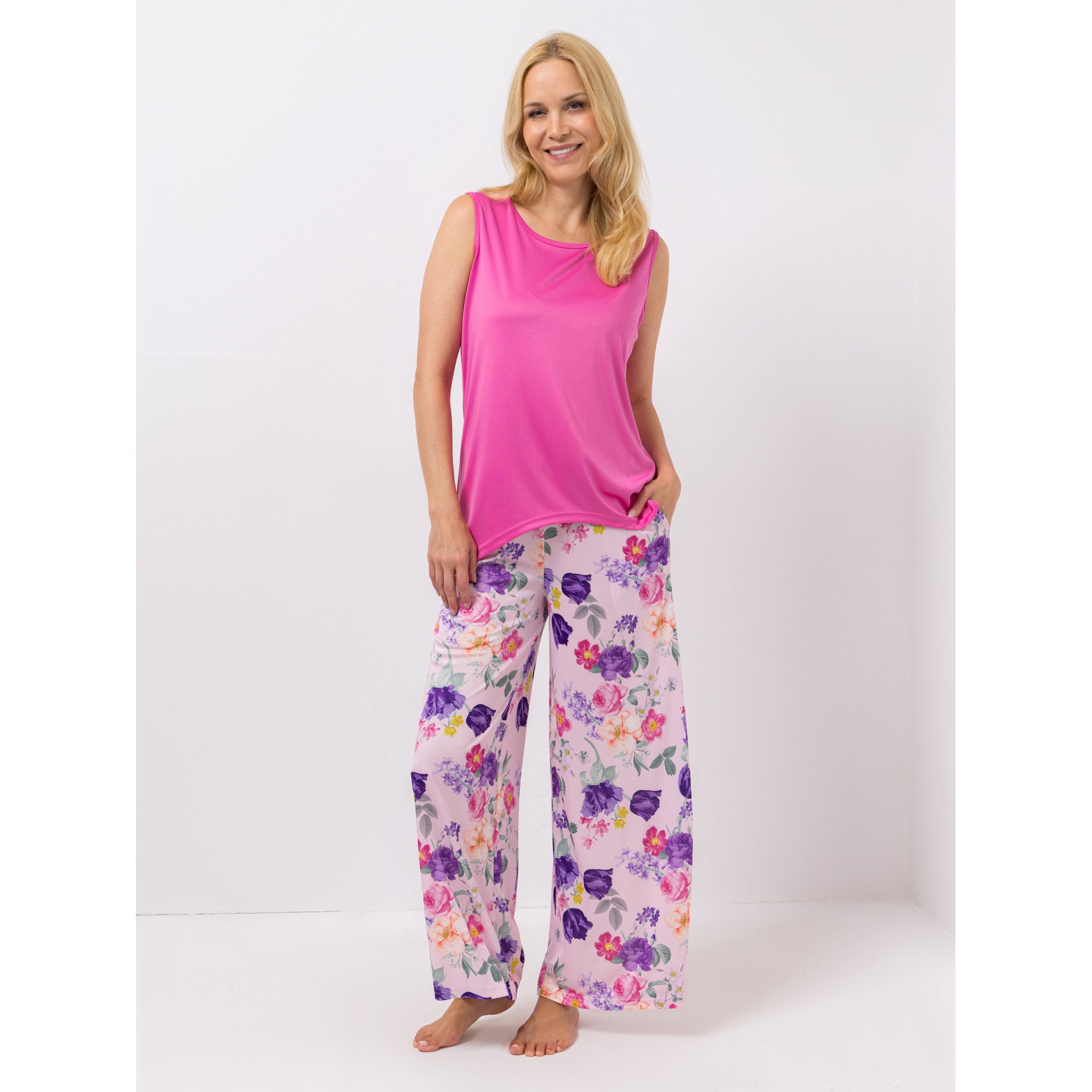 LITTLE ROSE Pyjama-Set Mikrofaser Top, ohne Arm Hose, gerade Form