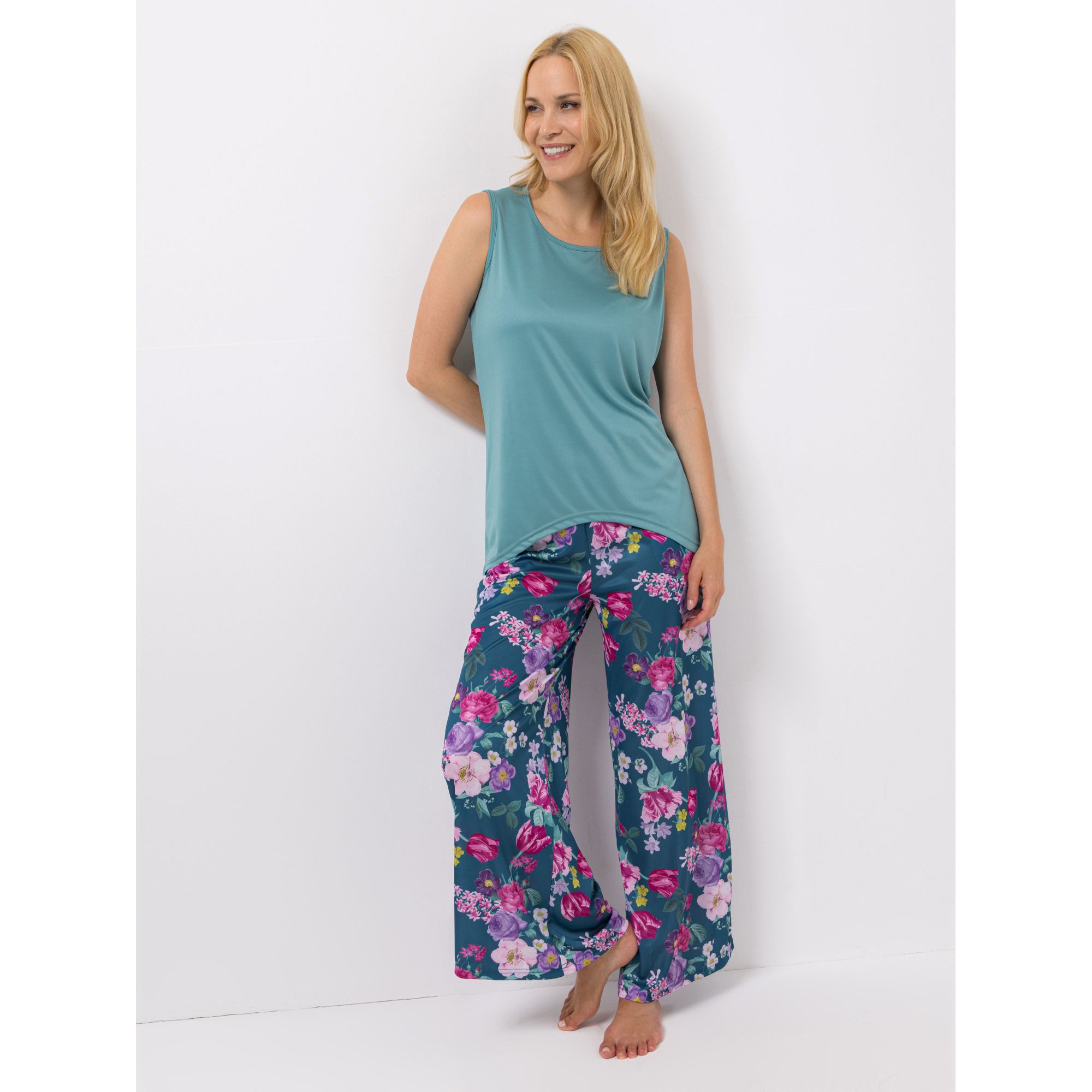 LITTLE ROSE Pyjama-Set Mikrofaser Top, ohne Arm Hose, gerade Form