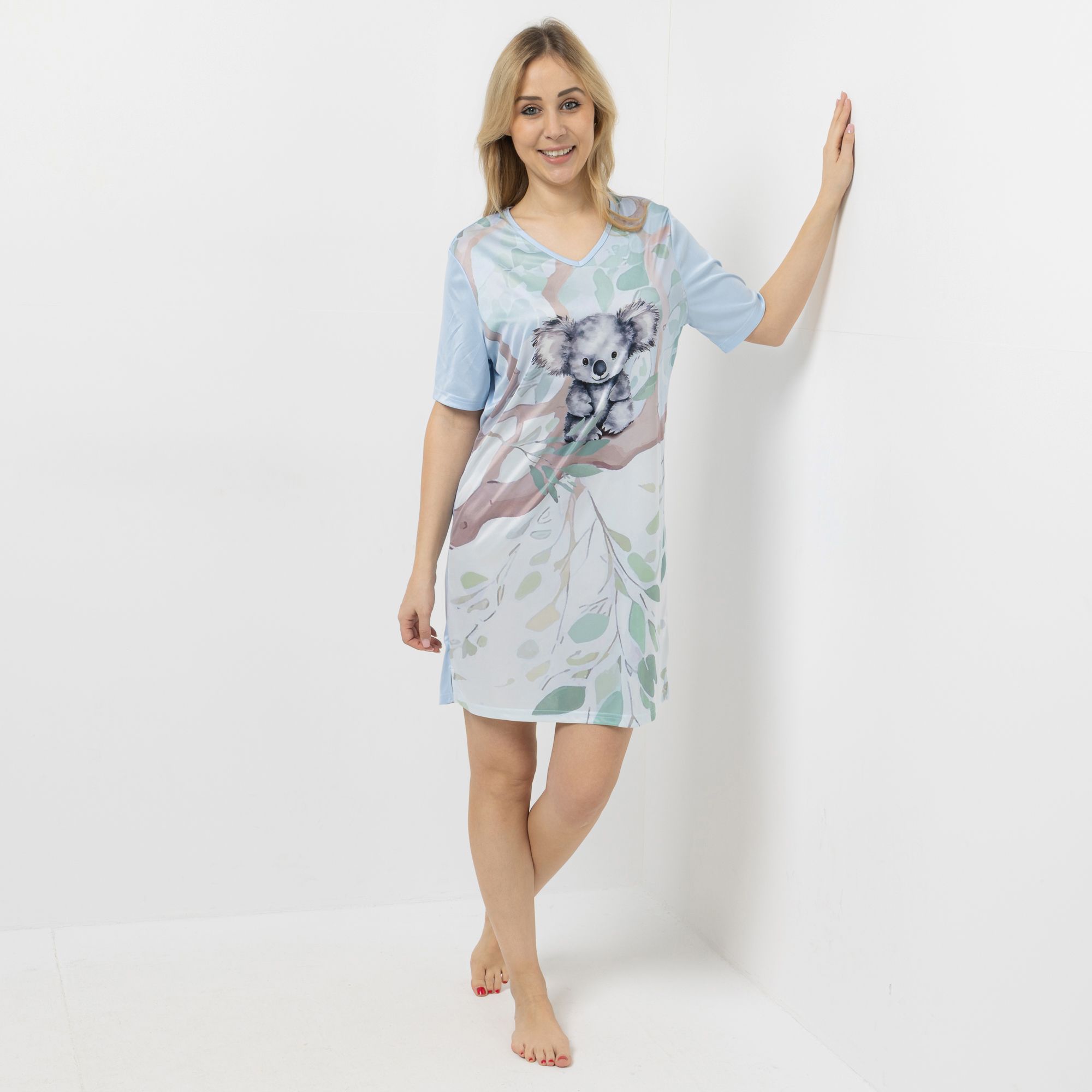 LITTLE ROSE Bigshirt, 1/2-Arm Mikrofaser V-Ausschnitt bedruckt