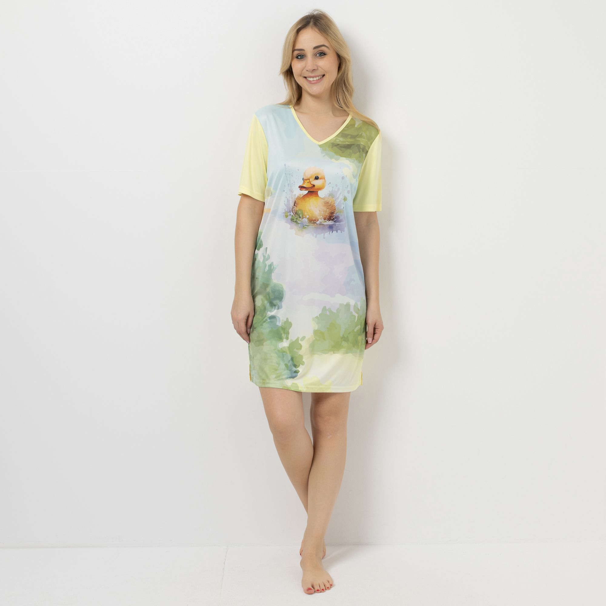 LITTLE ROSE Bigshirt, 1/2-Arm Mikrofaser V-Ausschnitt bedruckt