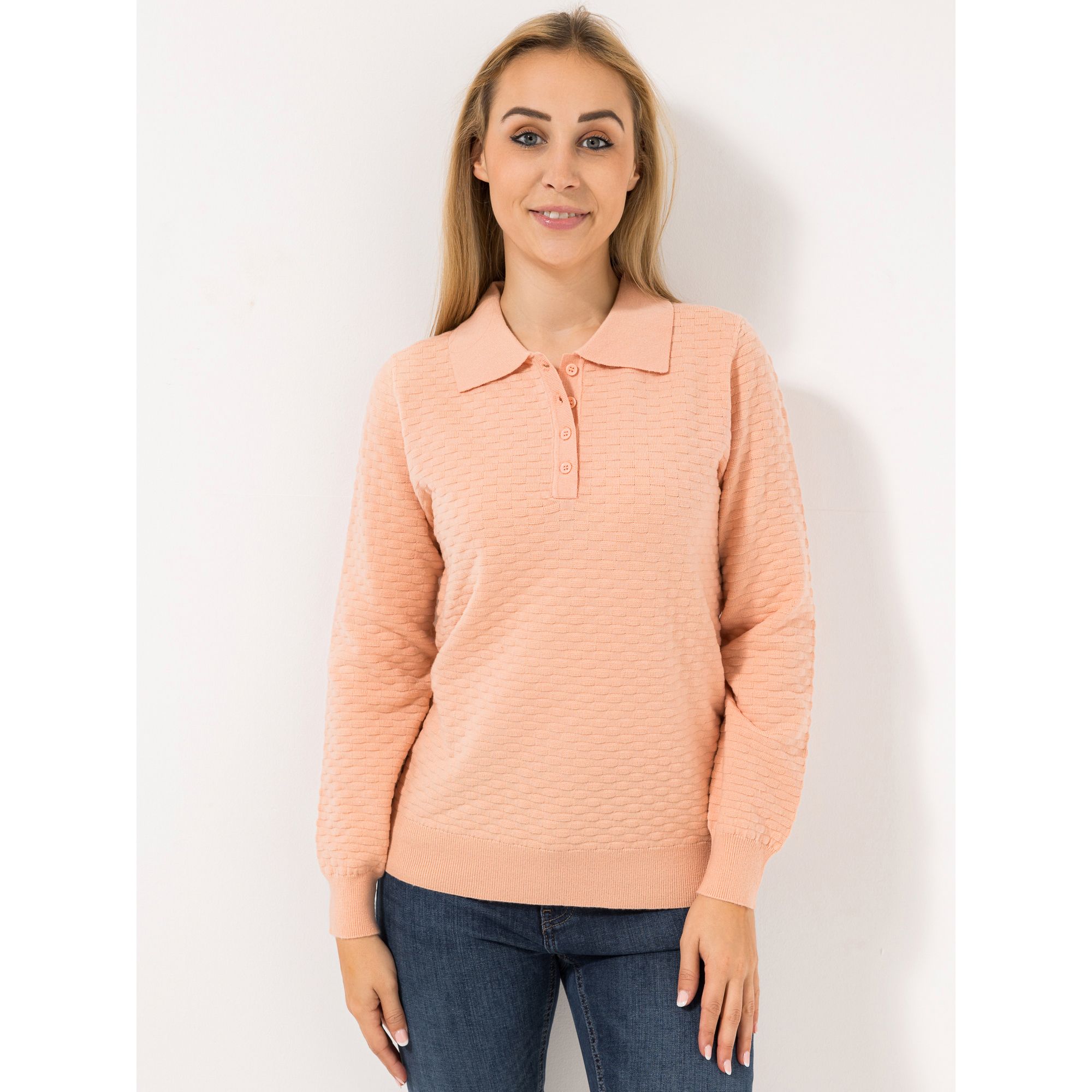 VIA MILANO Pullover, 1/1-Arm Polokragen Rippbündchen figurumspielend