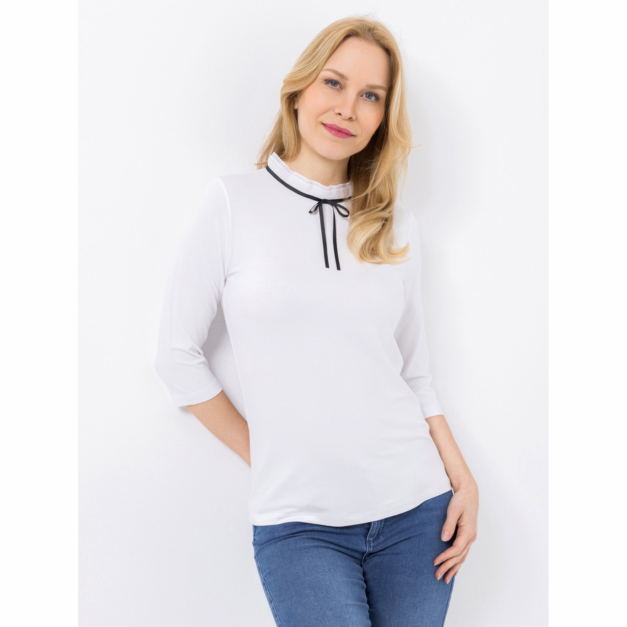 VIA MILANO Shirt, 3/4-Arm Schleifen-Detail figurumspielend