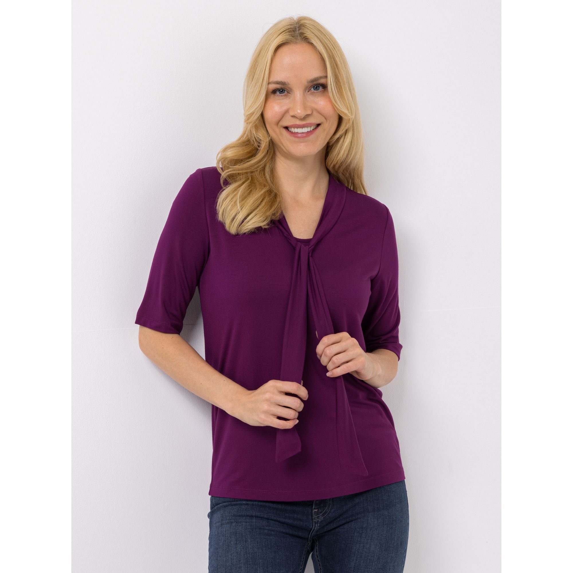 VIA MILANO Shirt, 1/2-Arm mit ECOVERO Viskose Schluppe figurumspielend