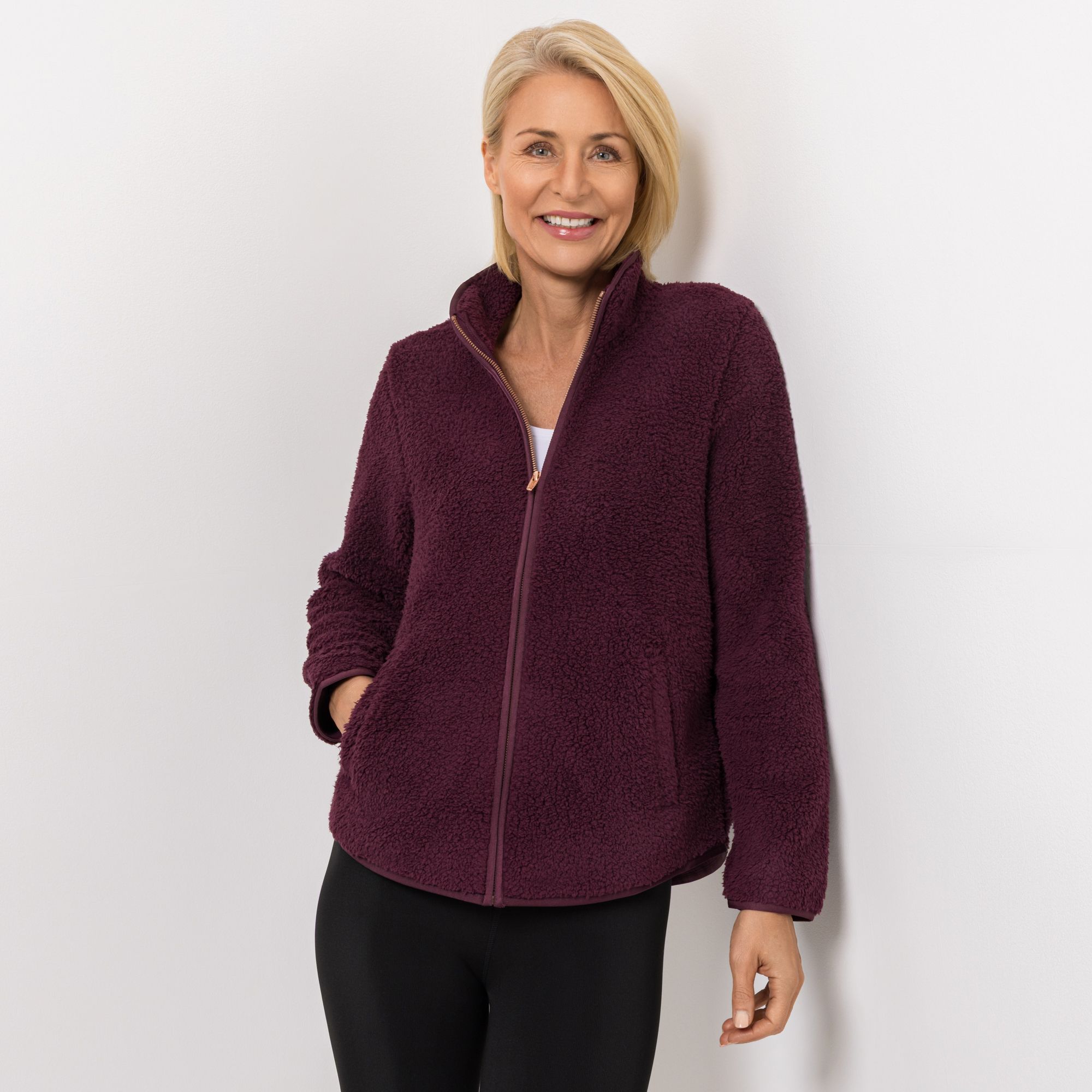 SKECHERS Damen-Plüschjacke Skech-Sherpa 1/1-Arm Reißverschluss