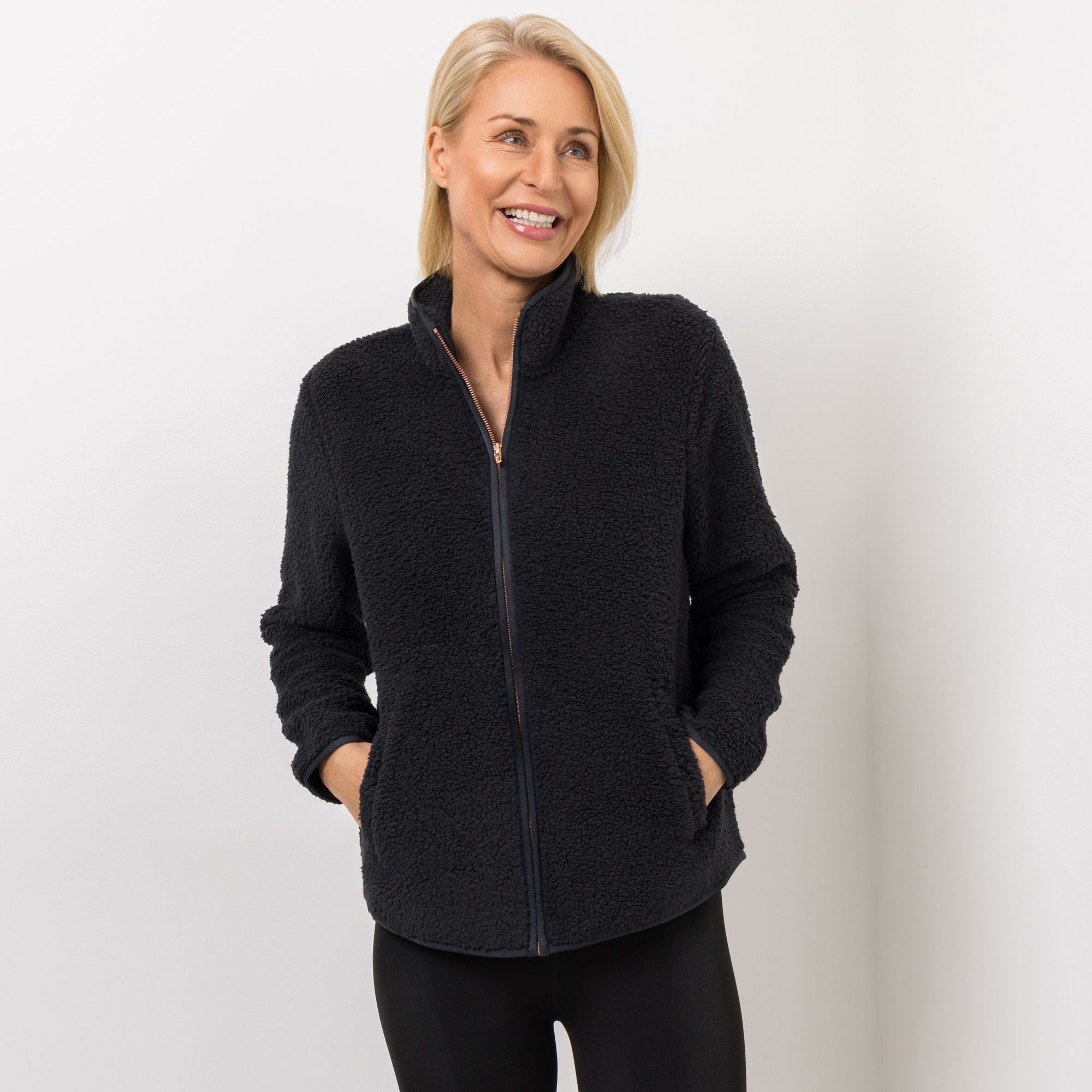 SKECHERS Damen-Plüschjacke Skech-Sherpa 1/1-Arm Reißverschluss