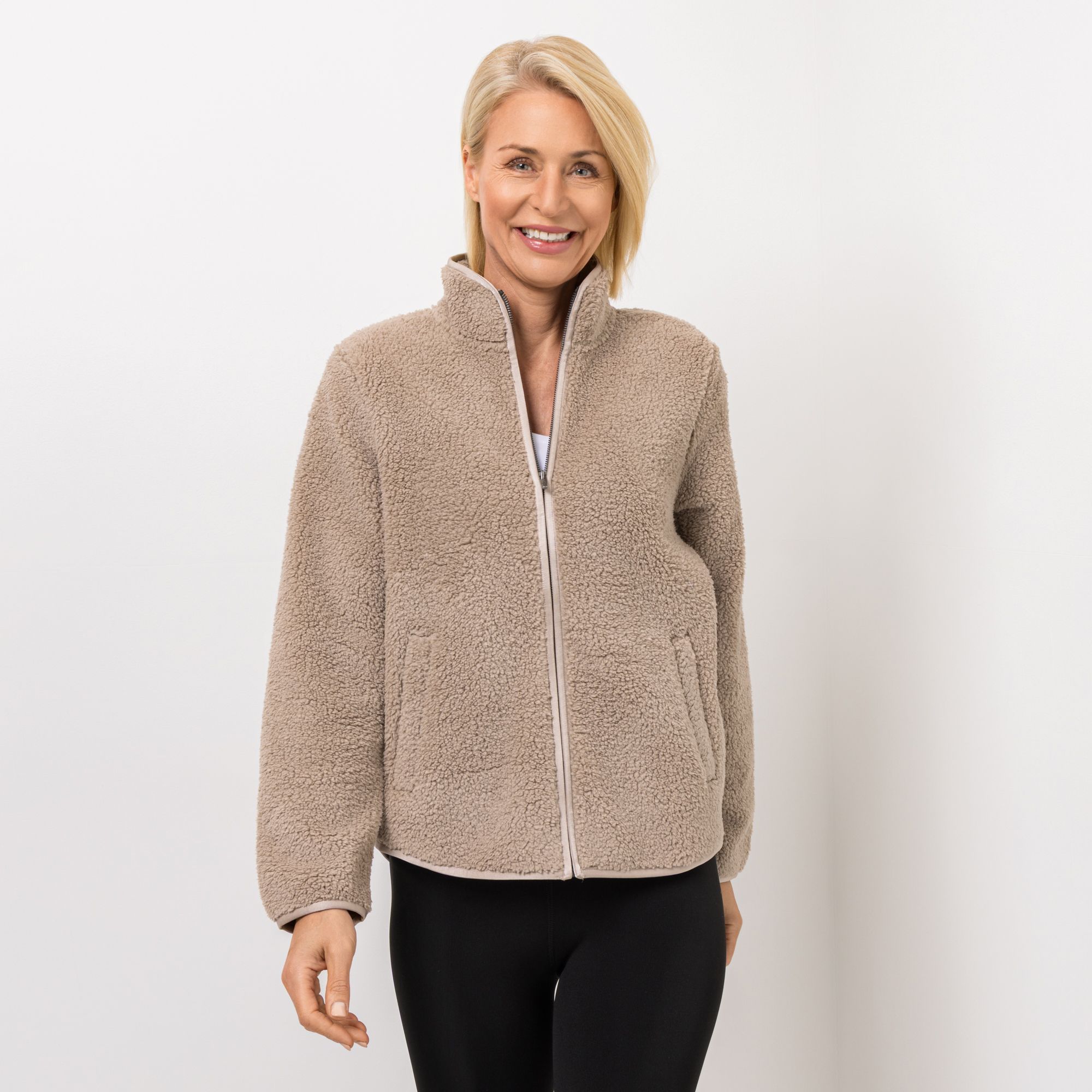 SKECHERS Damen-Plüschjacke Skech-Sherpa 1/1-Arm Reißverschluss